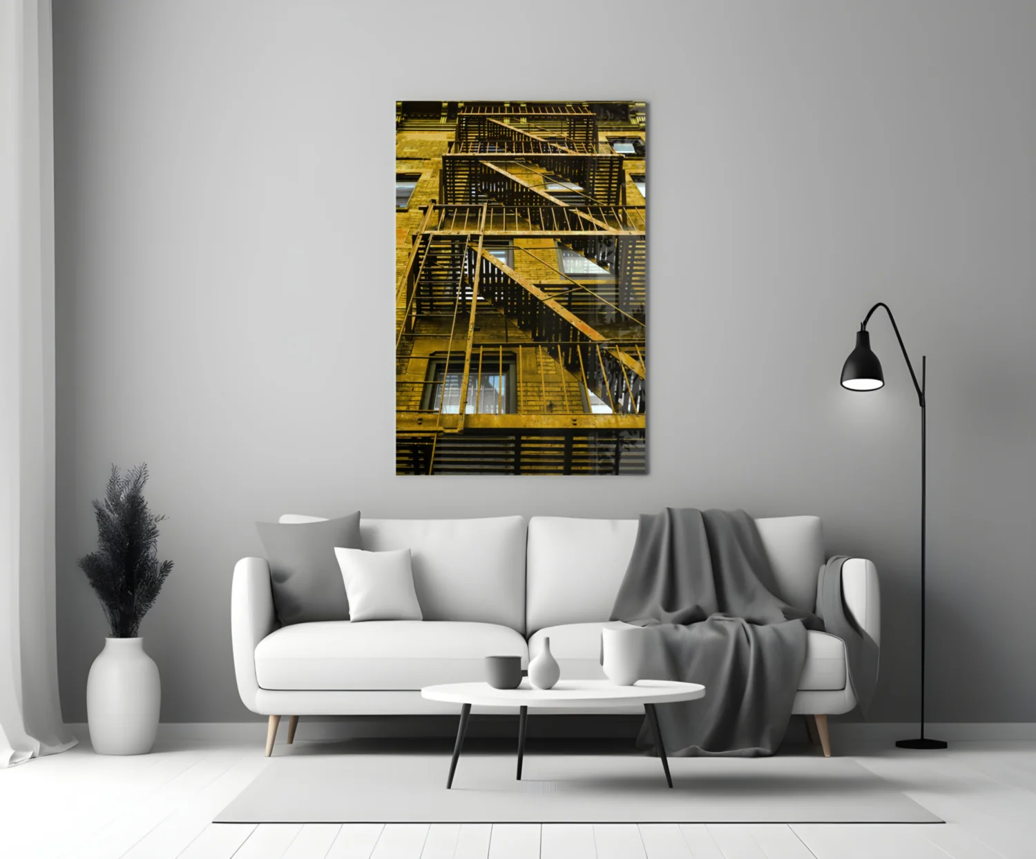 Yellow Stairs Glass Wall Art - Image 4