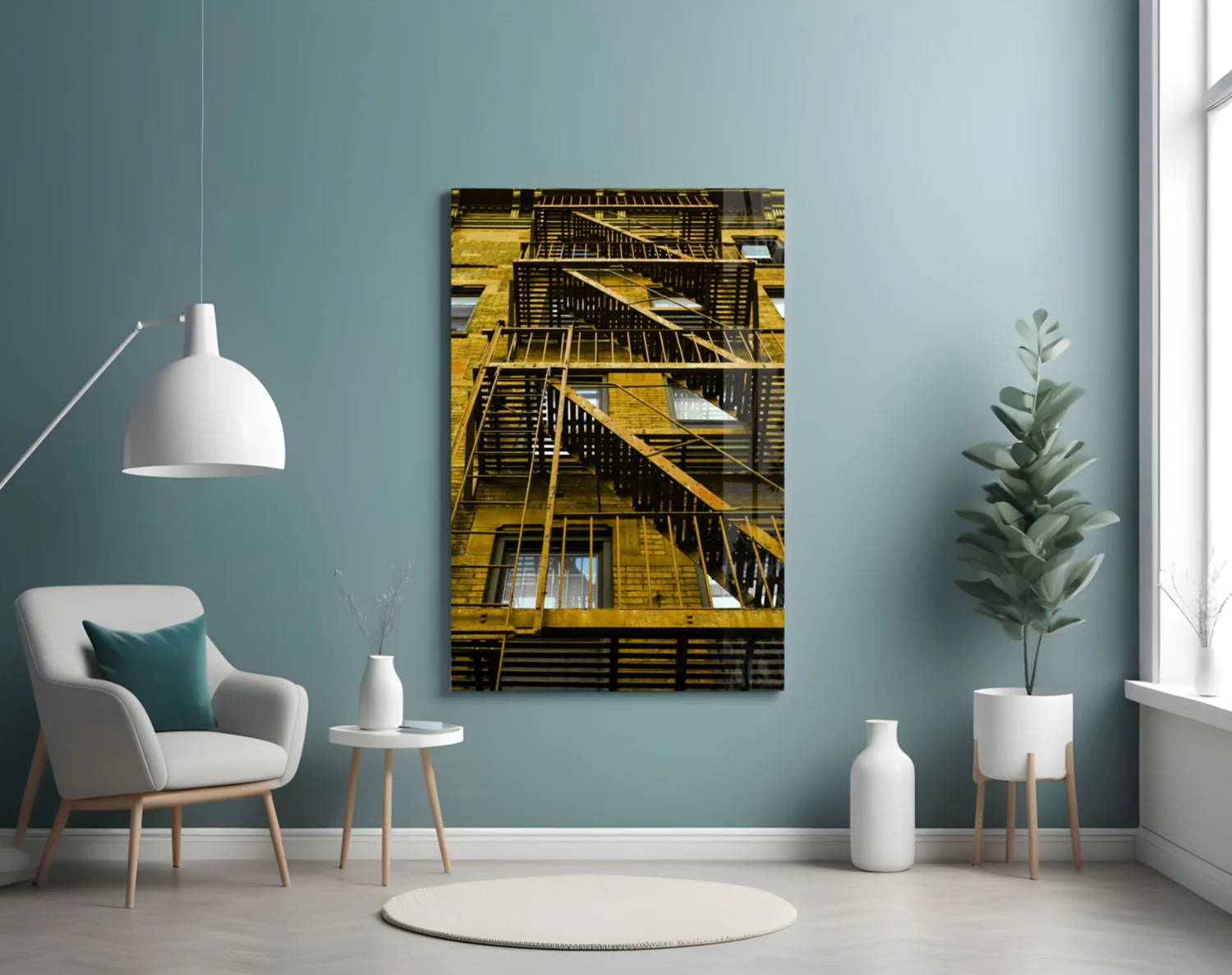 Yellow Stairs Glass Wall Art - Image 5