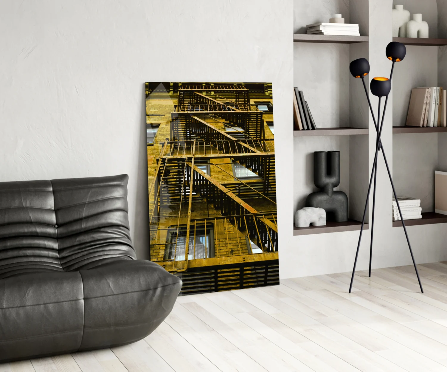 Yellow Stairs Glass Wall Art - Image 6