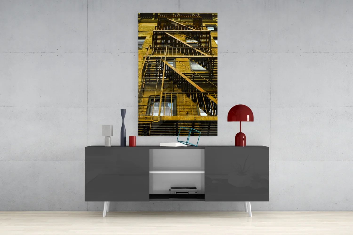 Yellow Stairs Glass Wall Art - Image 9