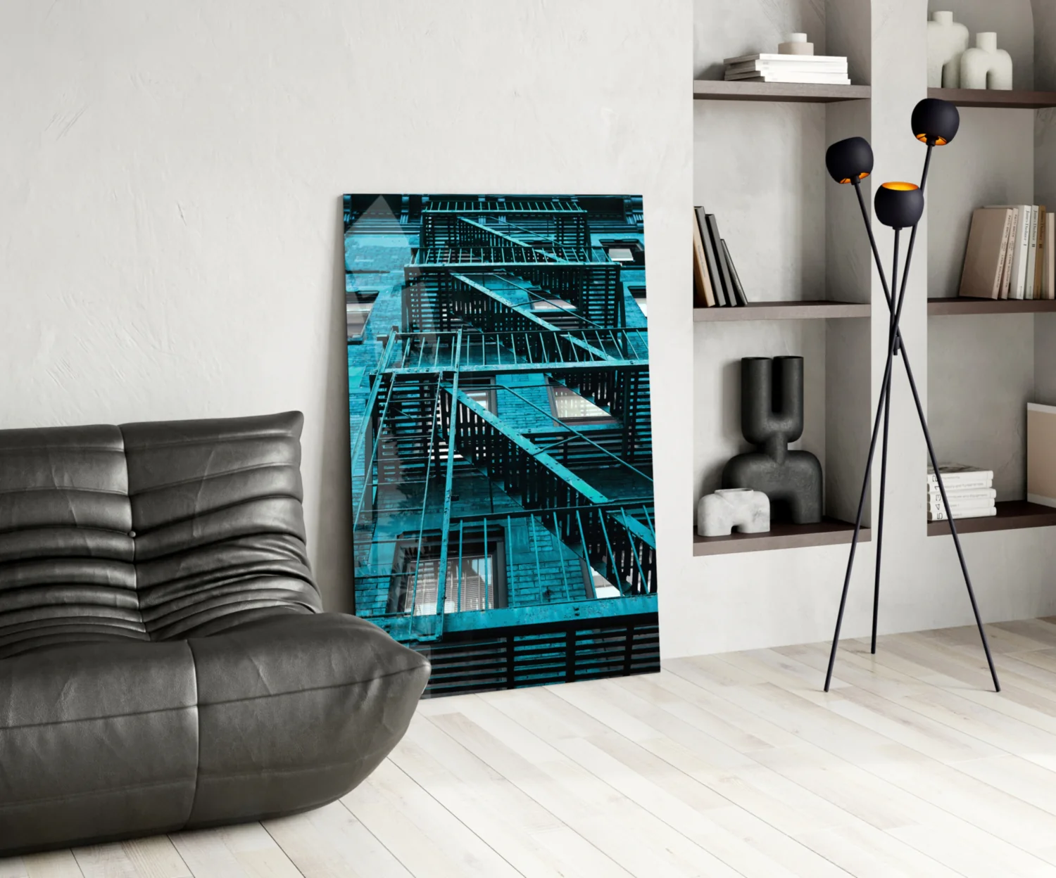 Blue Stairs Glass Wall Art - Image 6