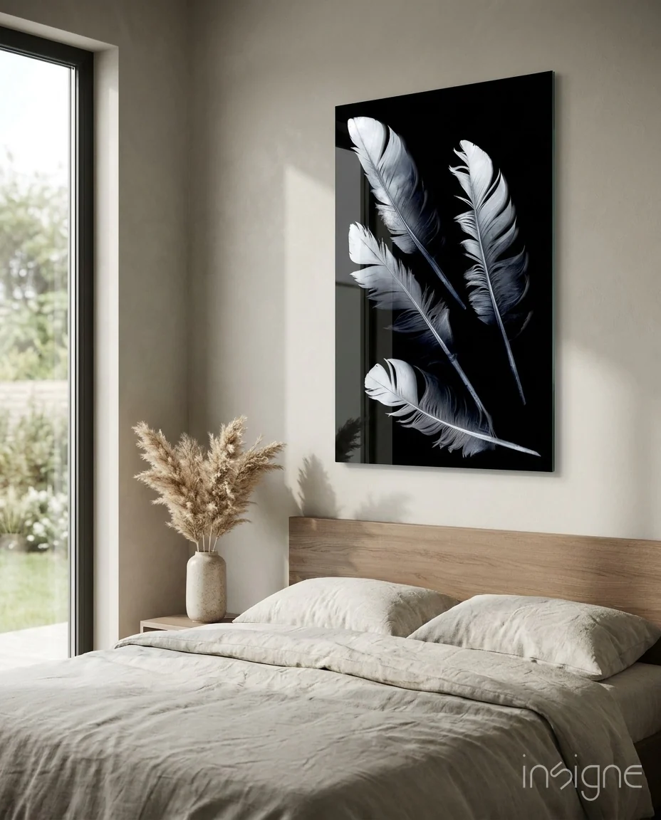 Feather Glass Wall Art
