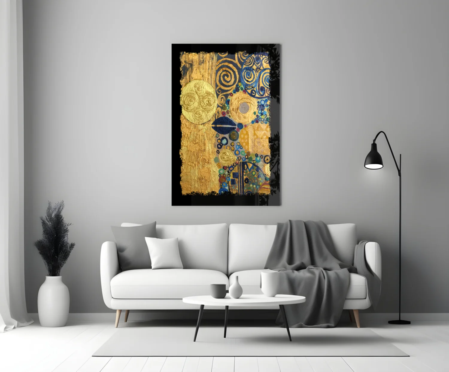 Gold Abstract Glass Wall Art - Image 4