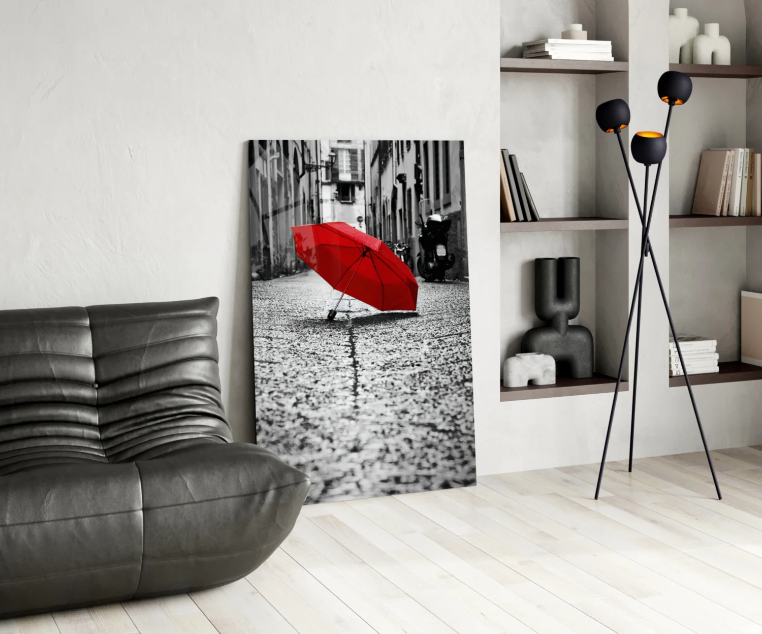 Red Umbrella Glass Wall Art - Image 6