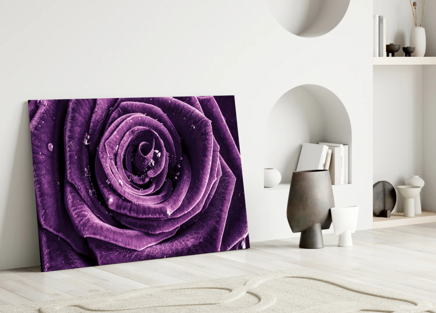 Purple Rose Glass Wall Art - Image 4