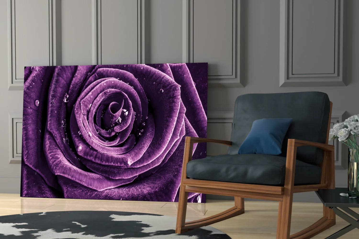 Purple Rose Glass Wall Art - Image 7