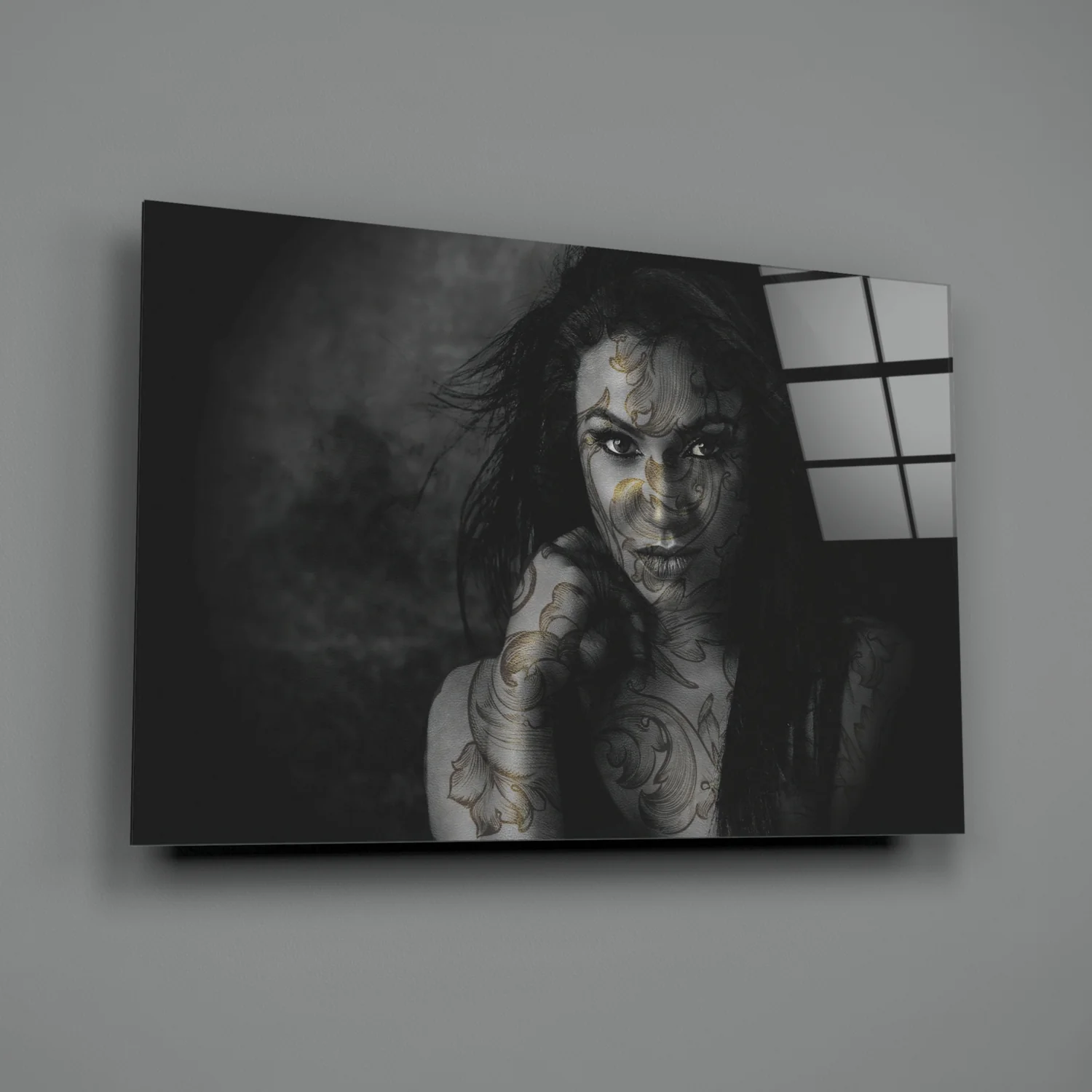 Tattooed Woman Glass Wall Art - Image 3