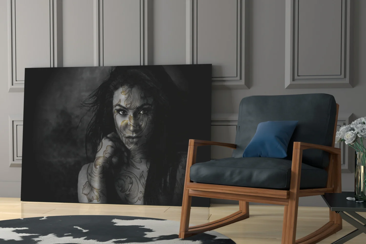 Tattooed Woman Glass Wall Art - Image 7