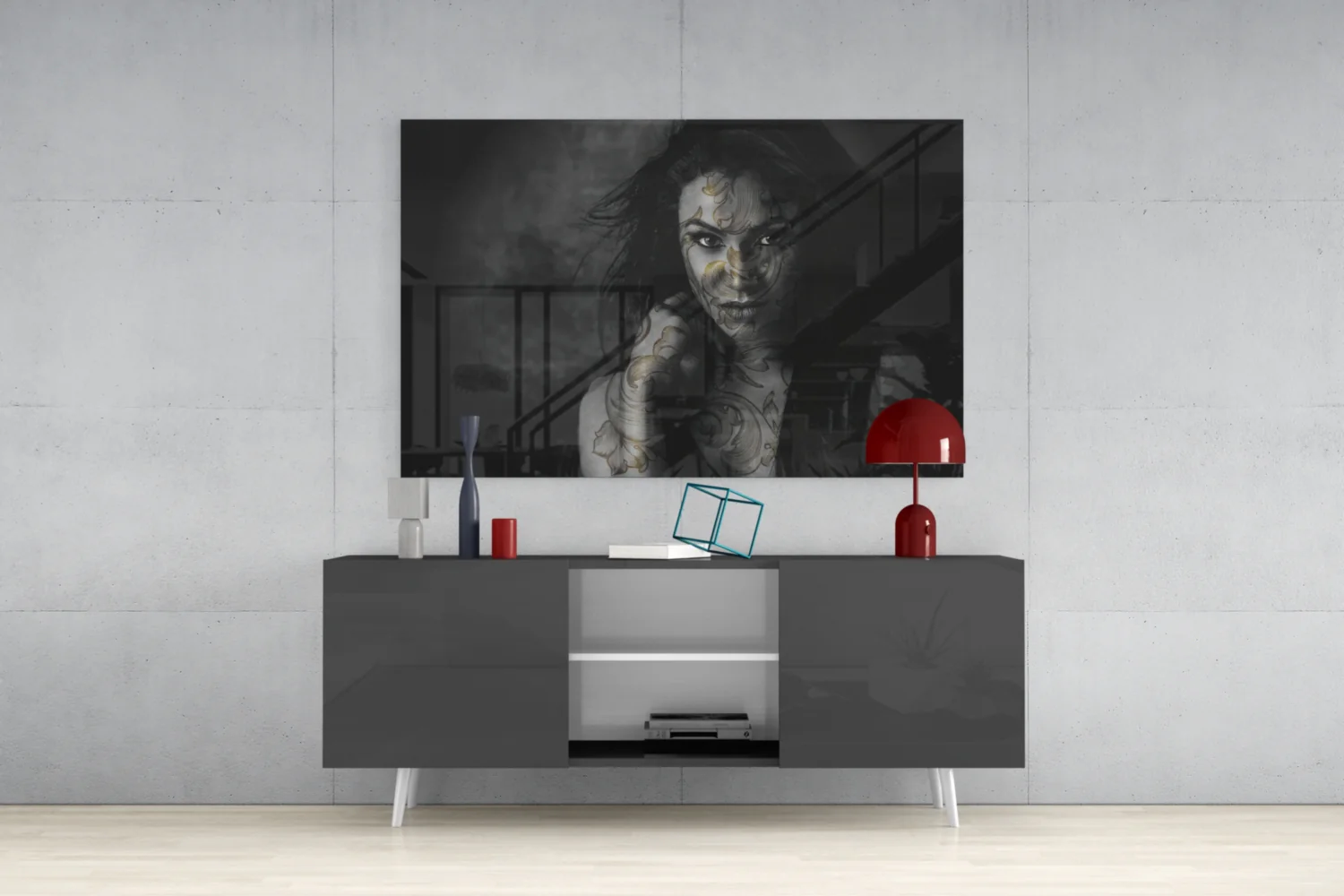 Tattooed Woman Glass Wall Art - Image 9