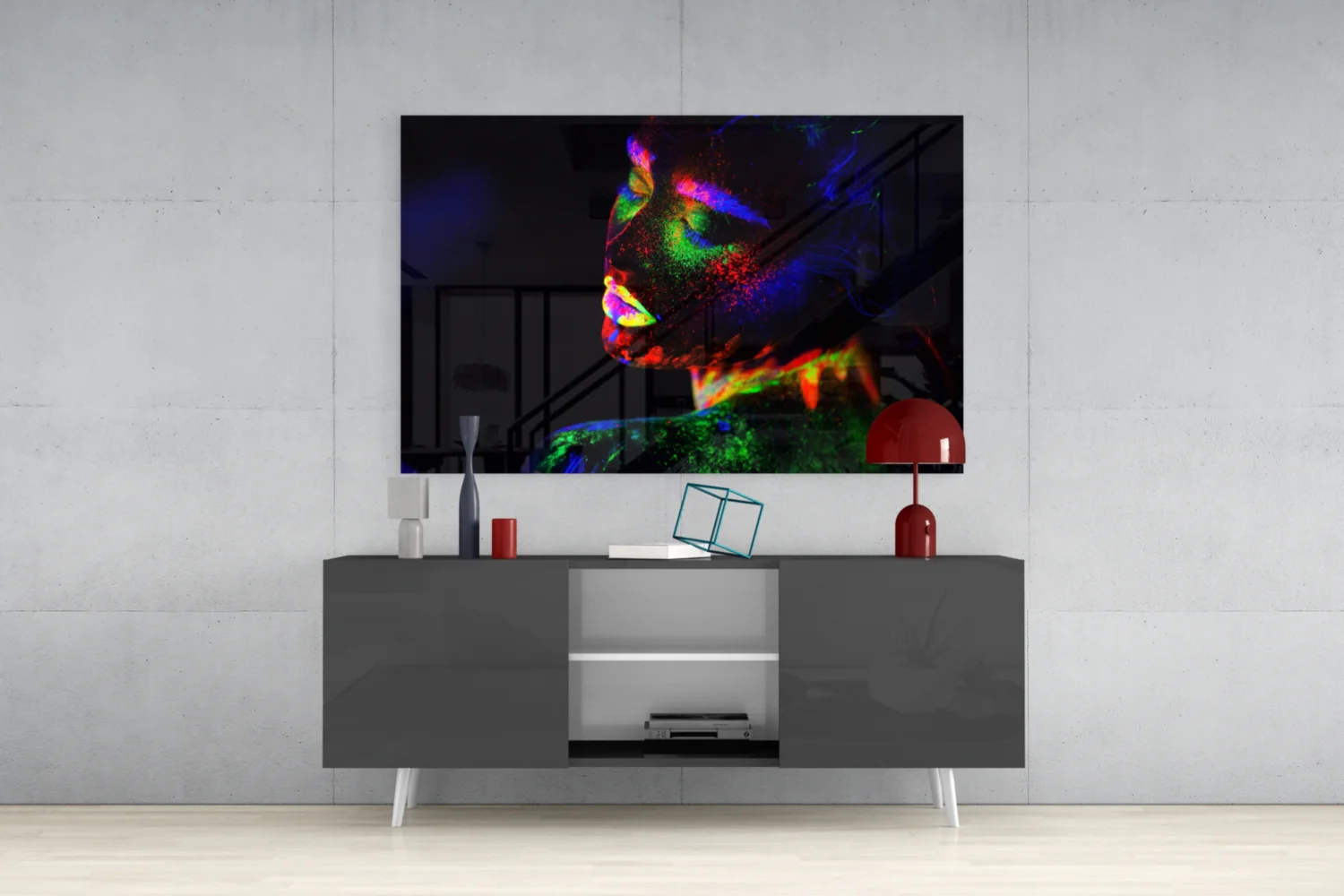 Neon Woman Glass Wall Art - Image 9