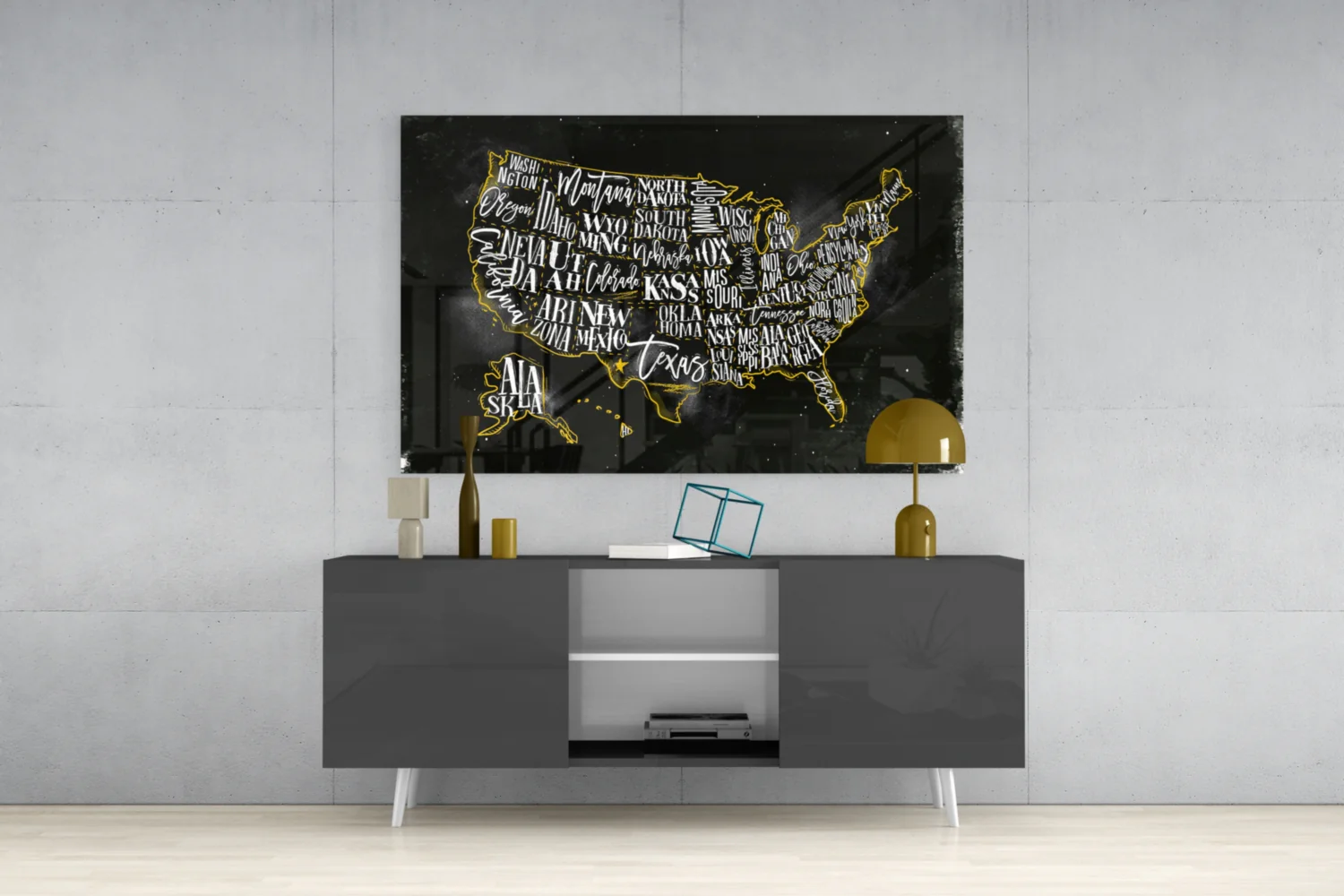Map of USA Glass Wall Art - Image 9