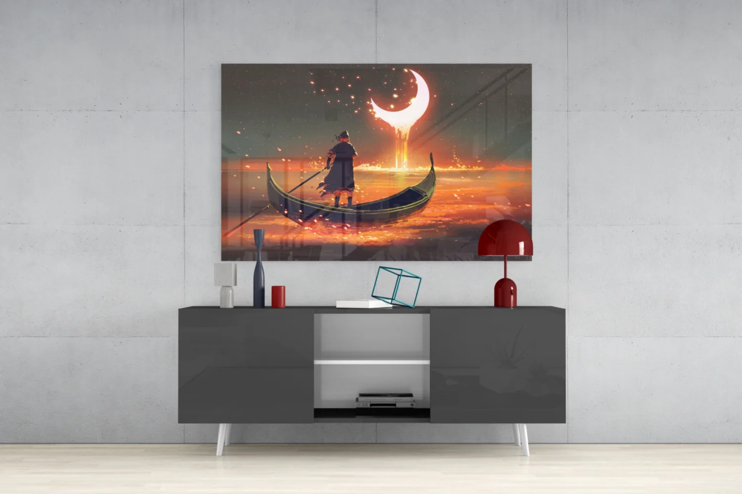 Red Moon Glass Wall Art - Image 9