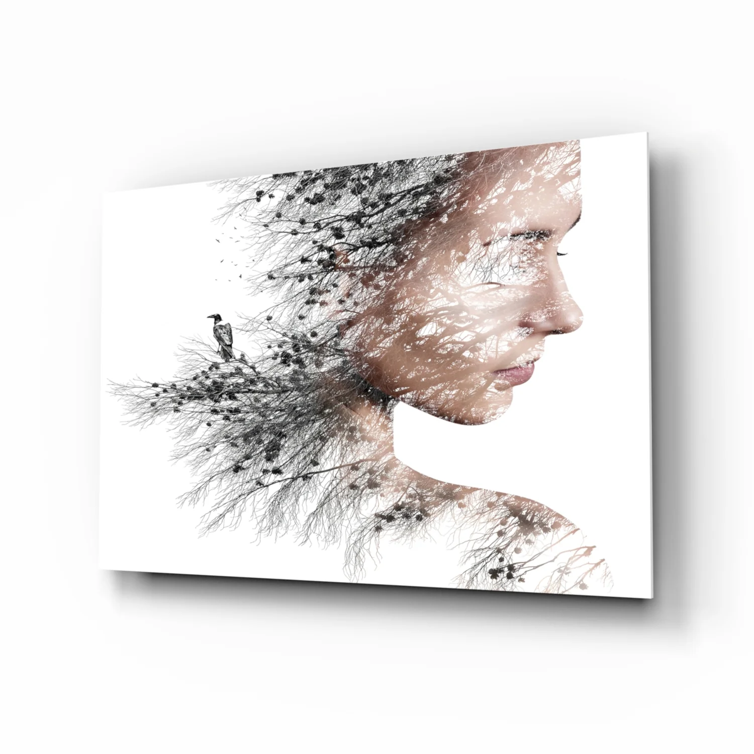 Woman Bird Glass Wall Art - Image 2