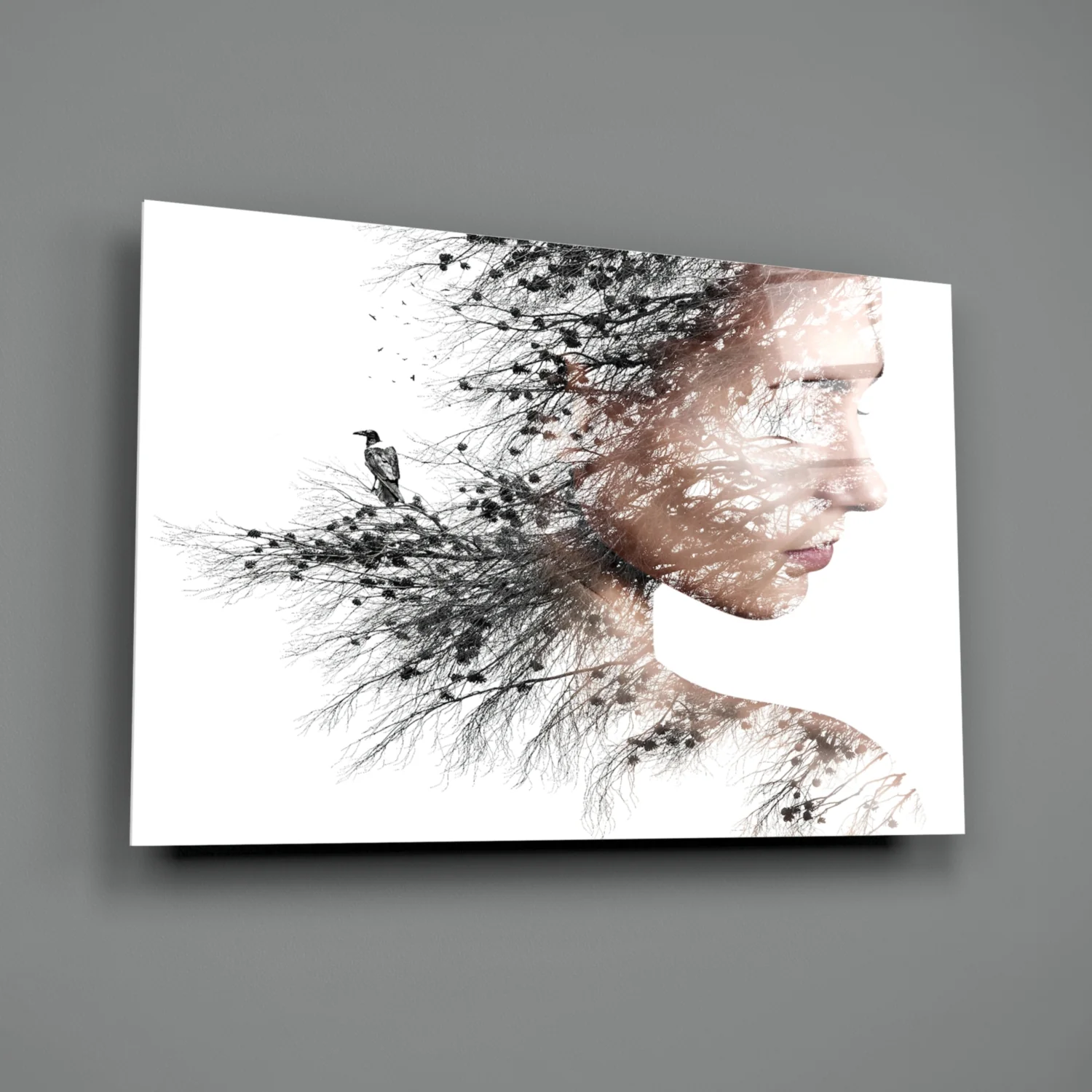 Woman Bird Glass Wall Art - Image 3