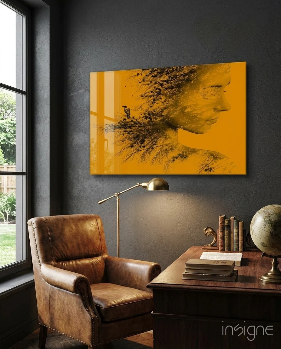 Woman Bird Glass Wall Art