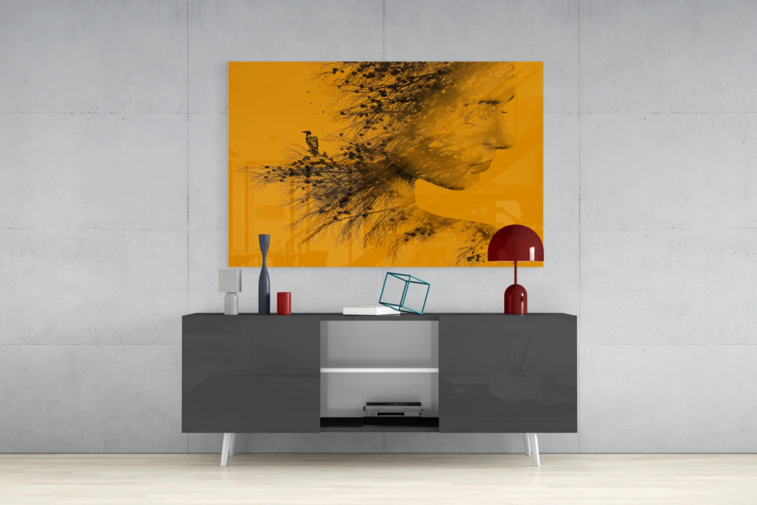 Woman Bird Glass Wall Art - Image 9