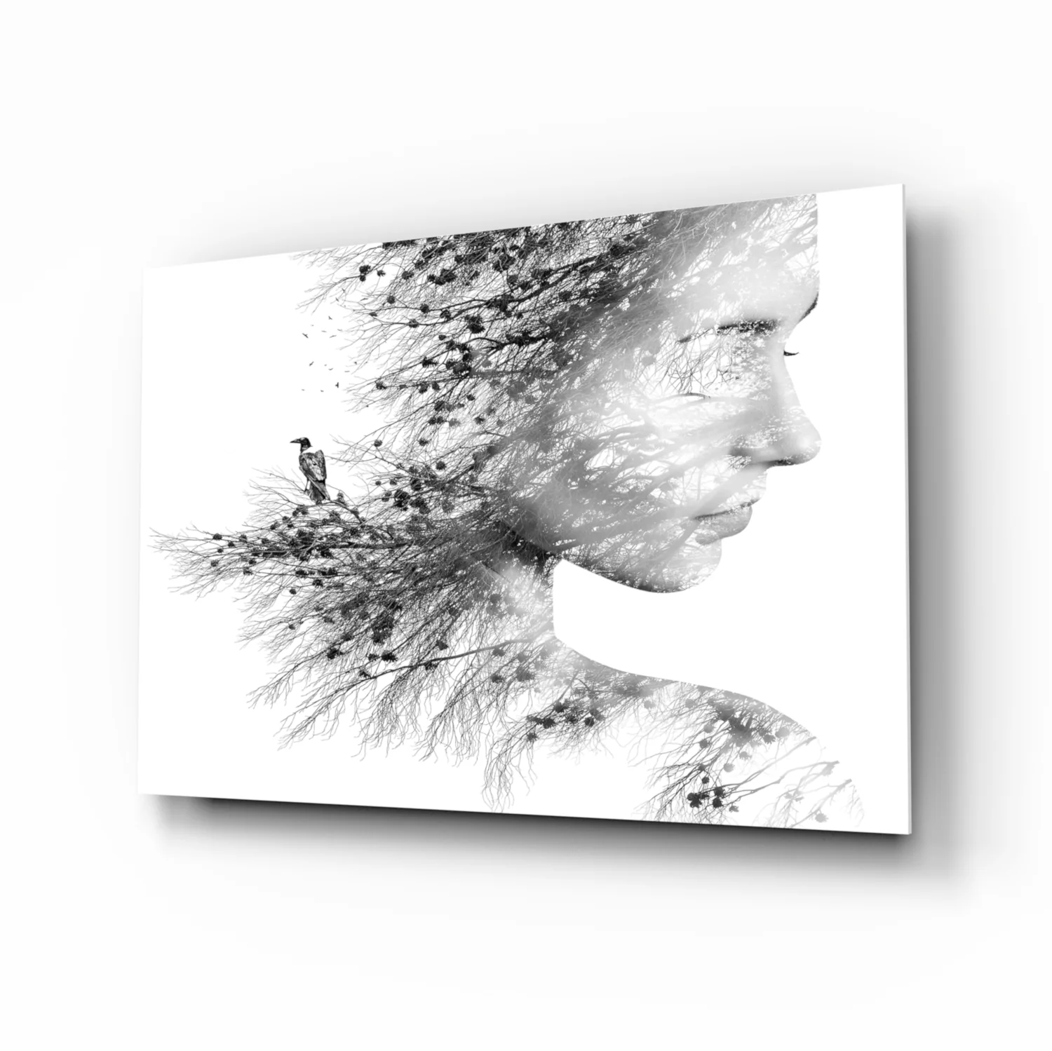 Woman Bird Glass Wall Art - Image 2
