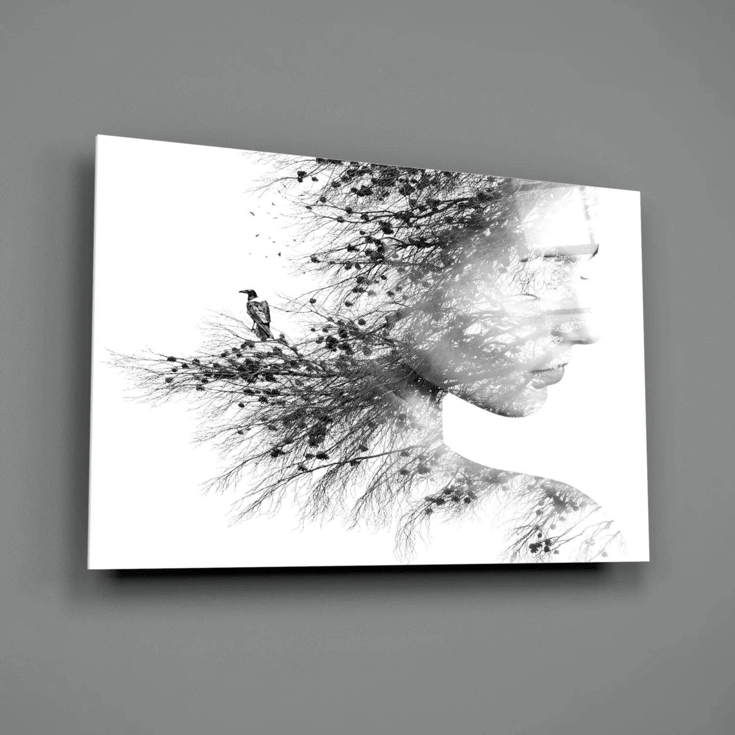 Woman Bird Glass Wall Art - Image 3