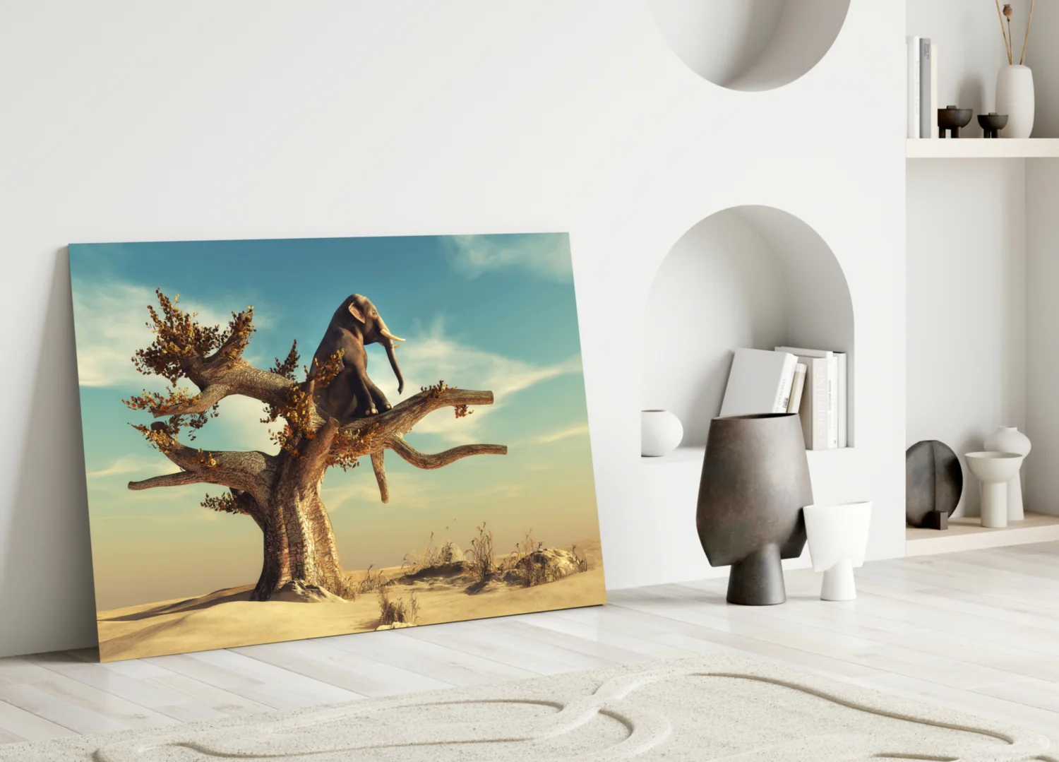 Thinking Elephant Glass Wall Art - Image 4
