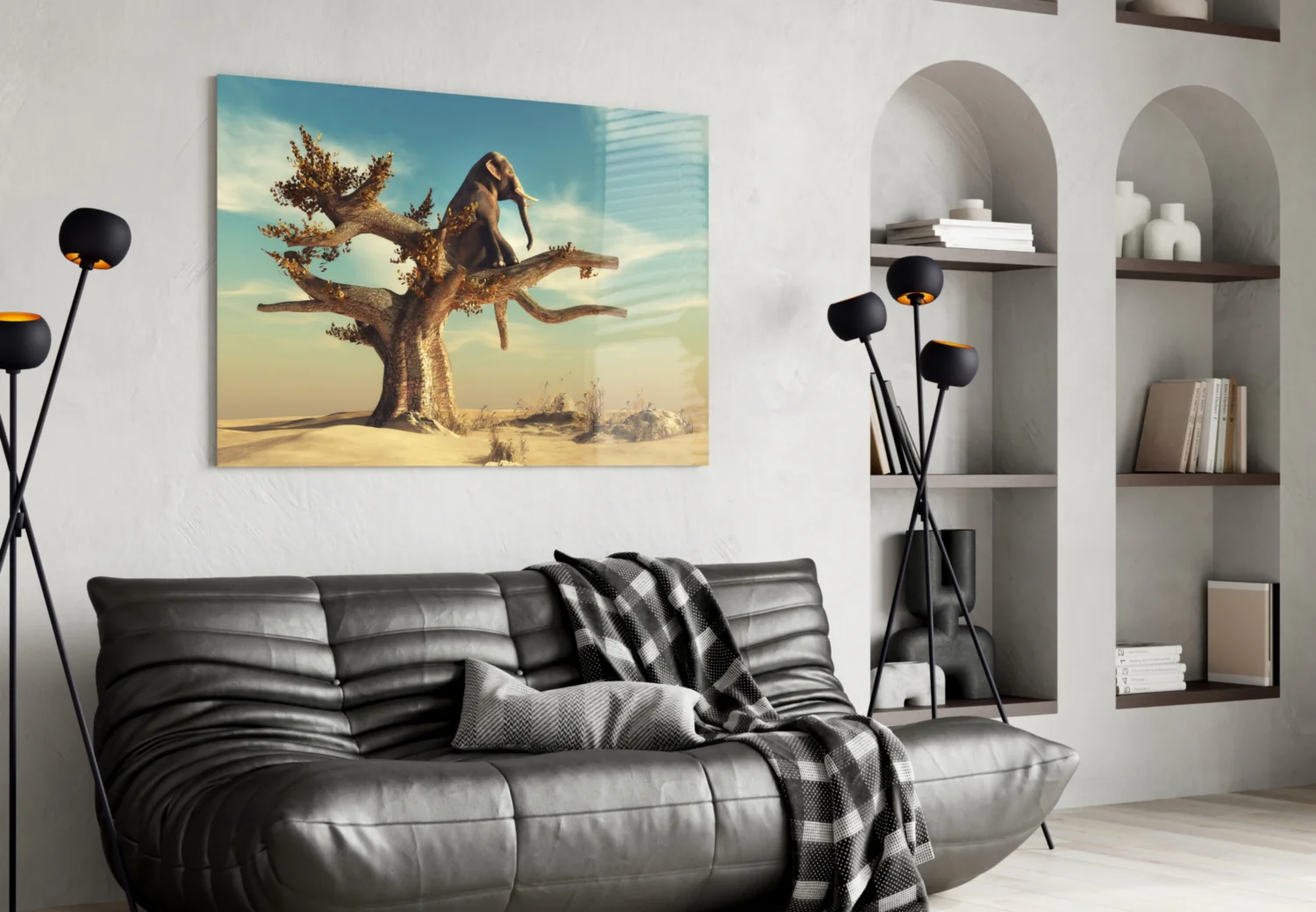 Thinking Elephant Glass Wall Art - Image 5