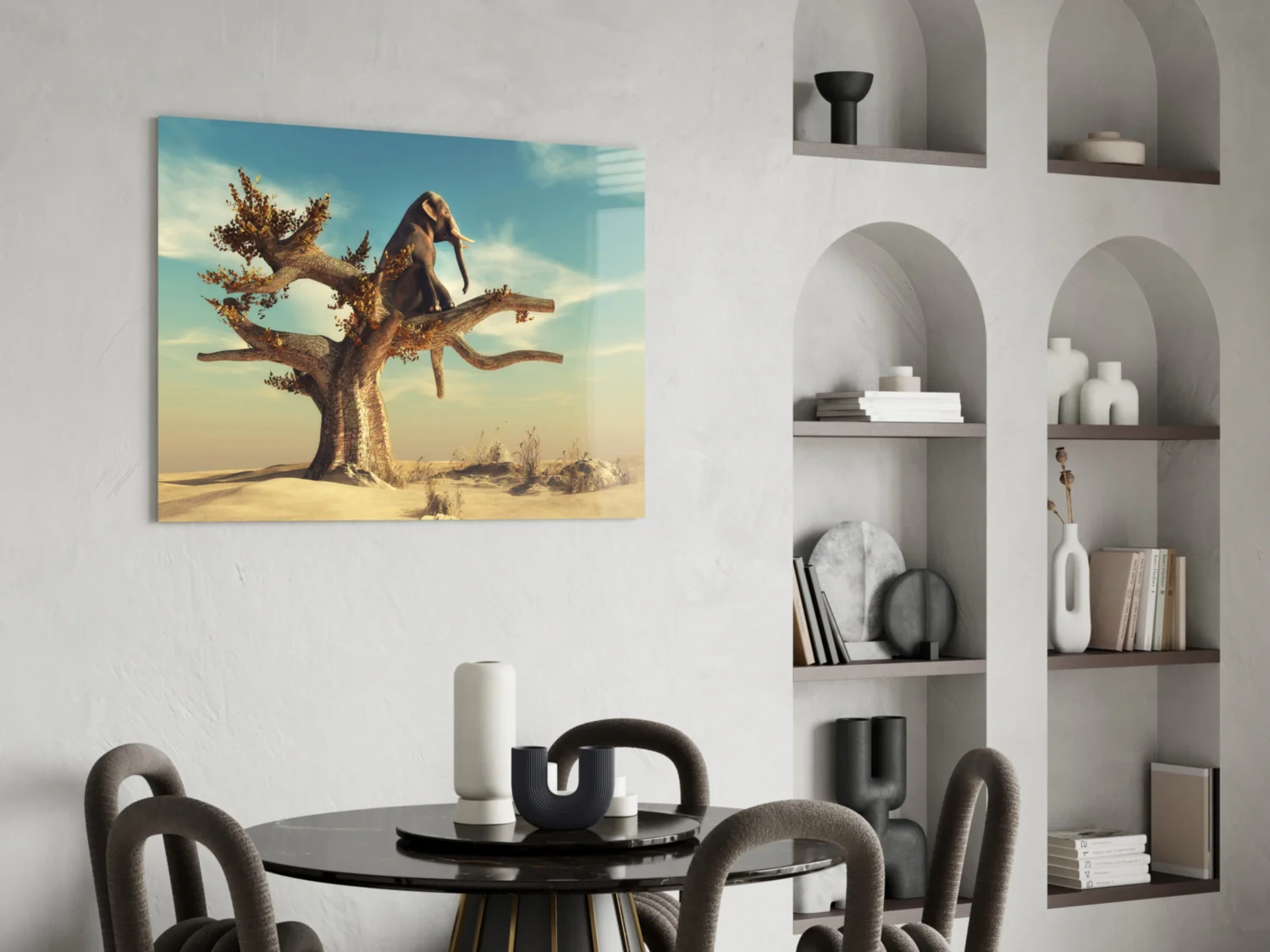 Thinking Elephant Glass Wall Art - Image 6