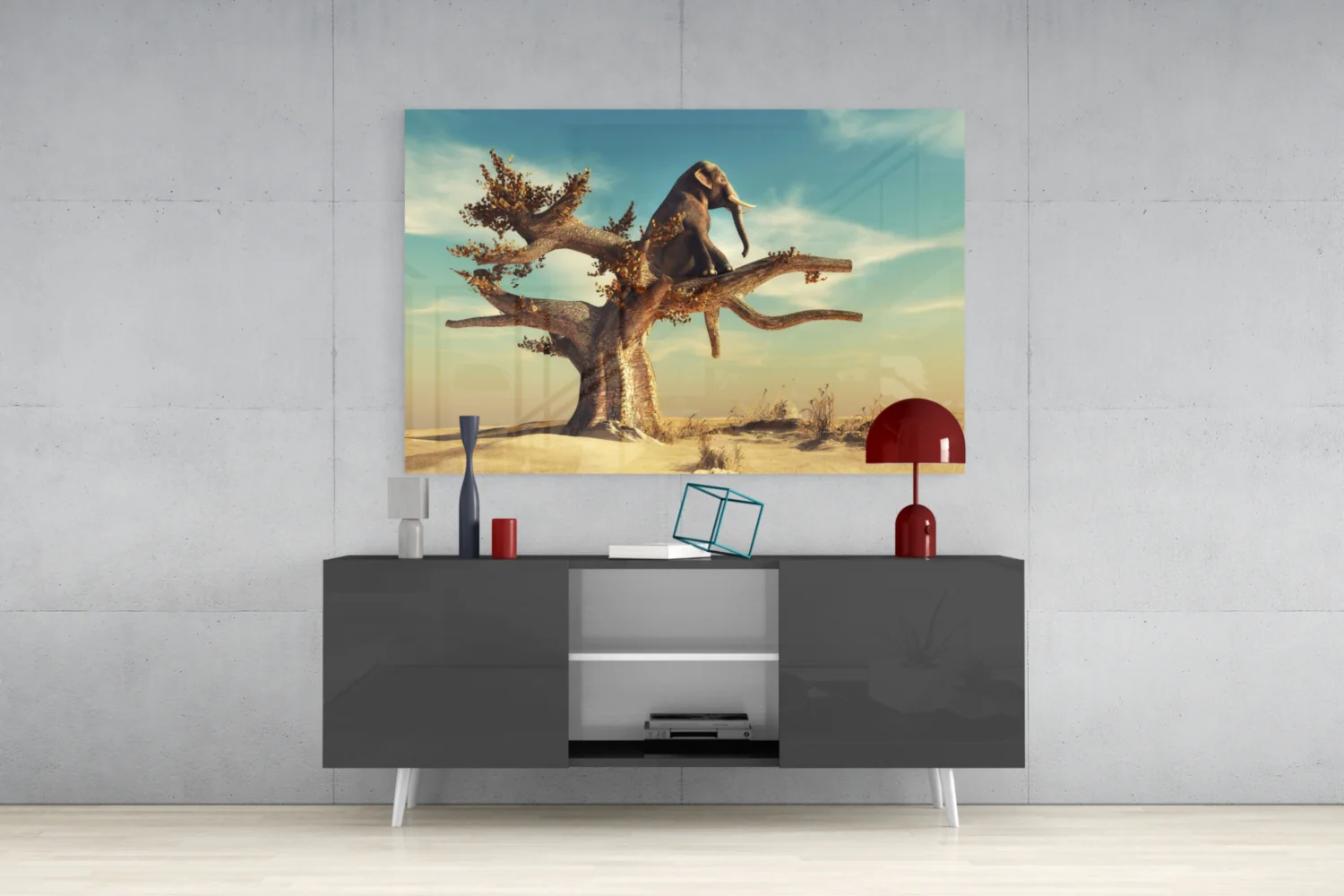 Thinking Elephant Glass Wall Art - Image 9