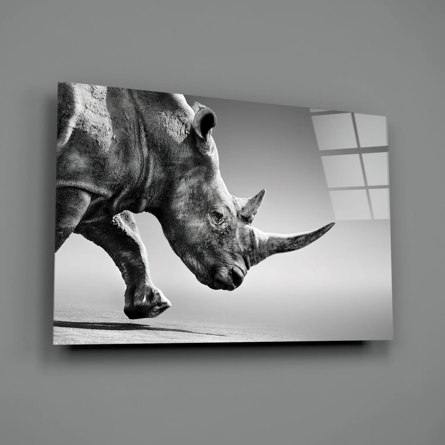 Black Rhino Glass Wall Art - Image 3