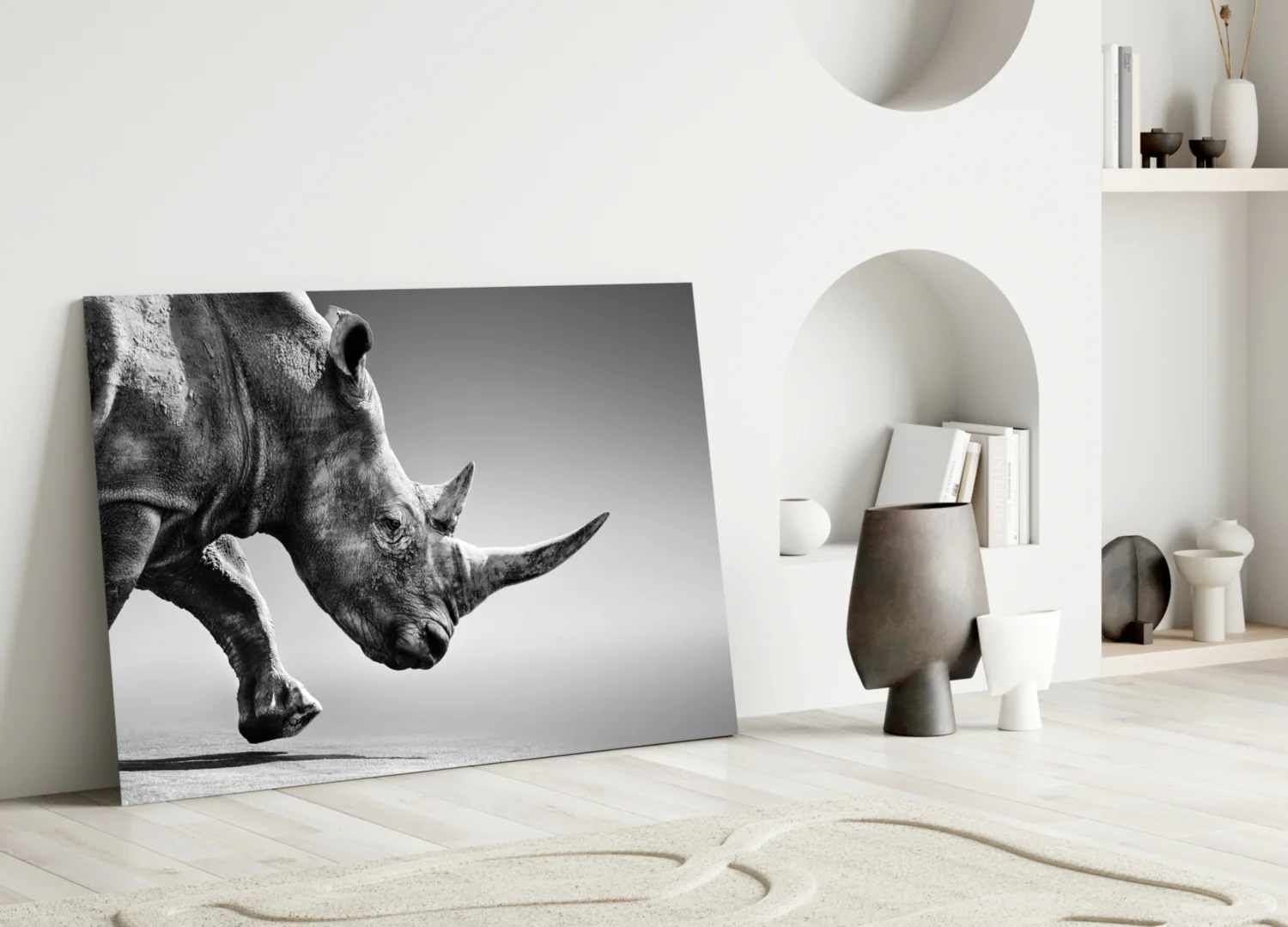 Black Rhino Glass Wall Art - Image 4