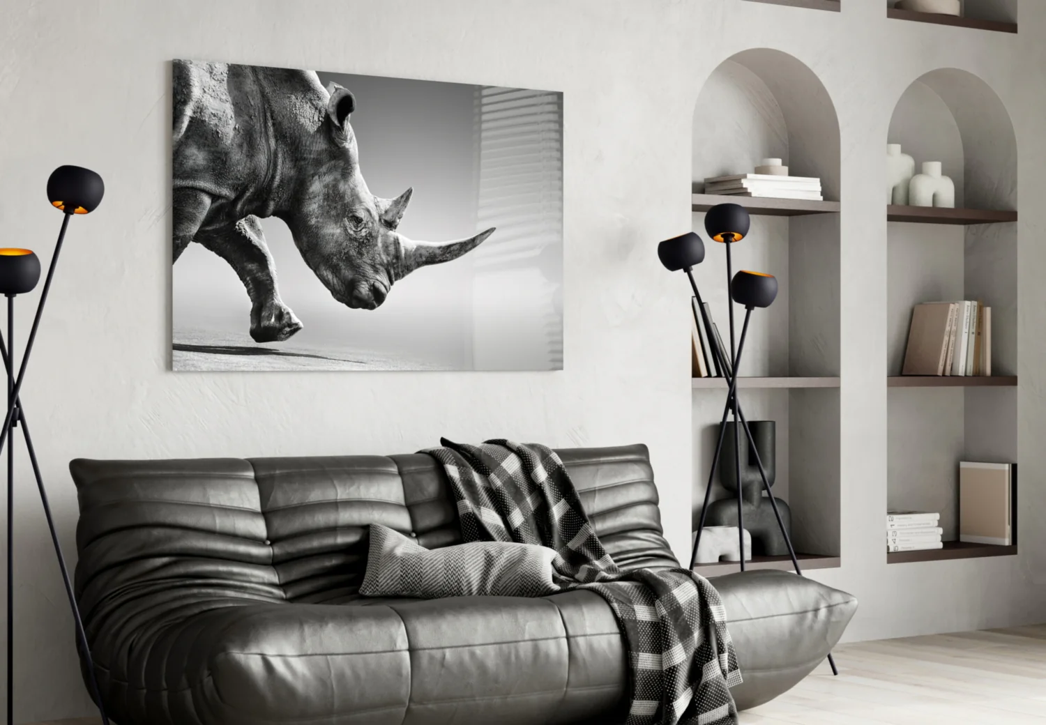 Black Rhino Glass Wall Art - Image 5
