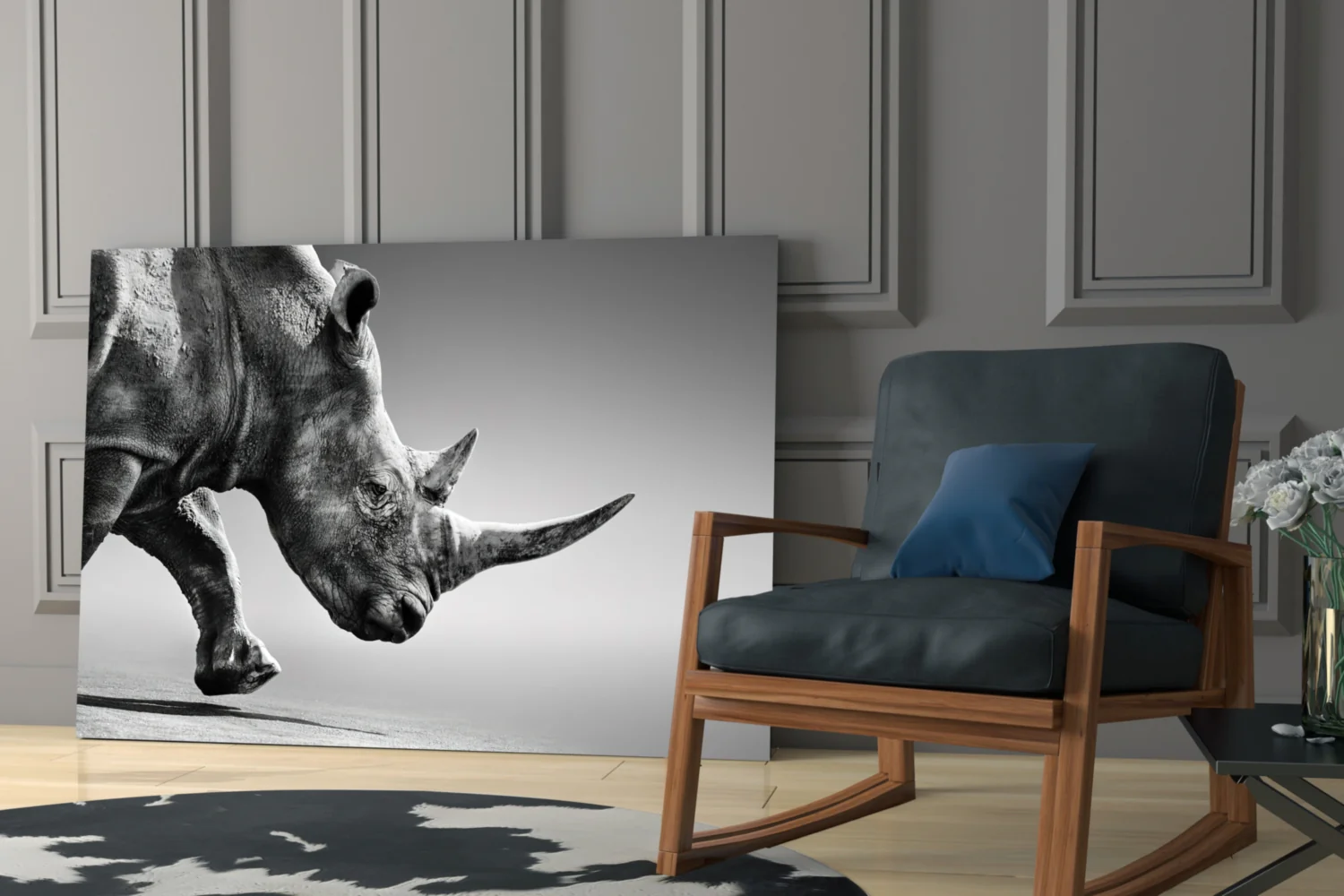 Black Rhino Glass Wall Art - Image 7
