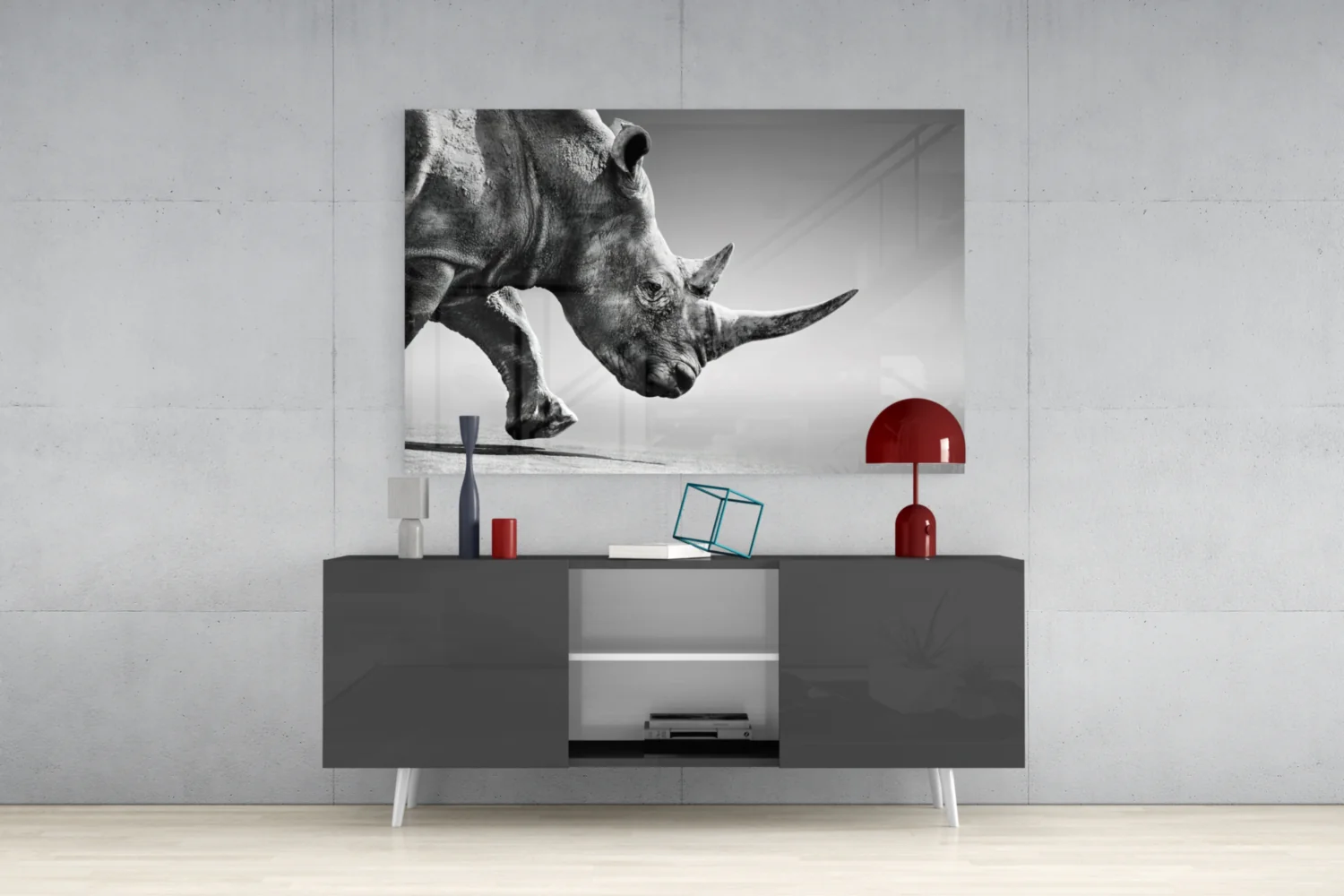 Black Rhino Glass Wall Art - Image 9