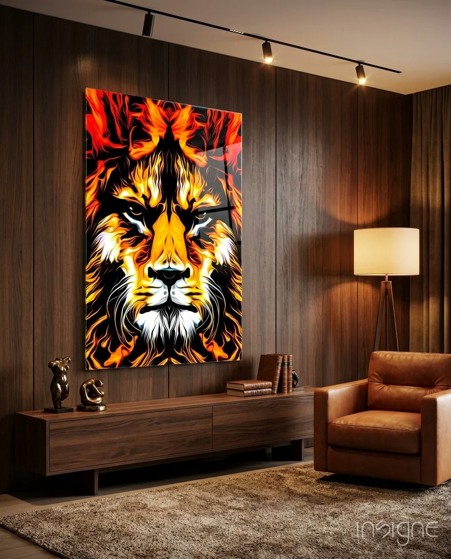 Lion Glass Wall Art
