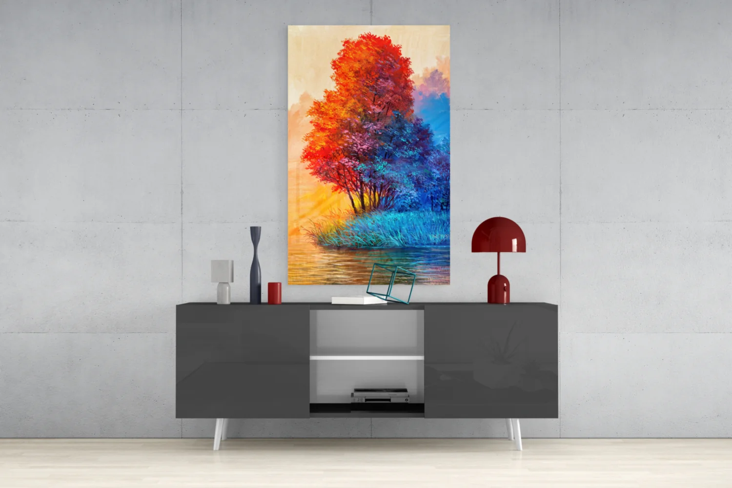 Red Tree Glass Wall Art - Image 9
