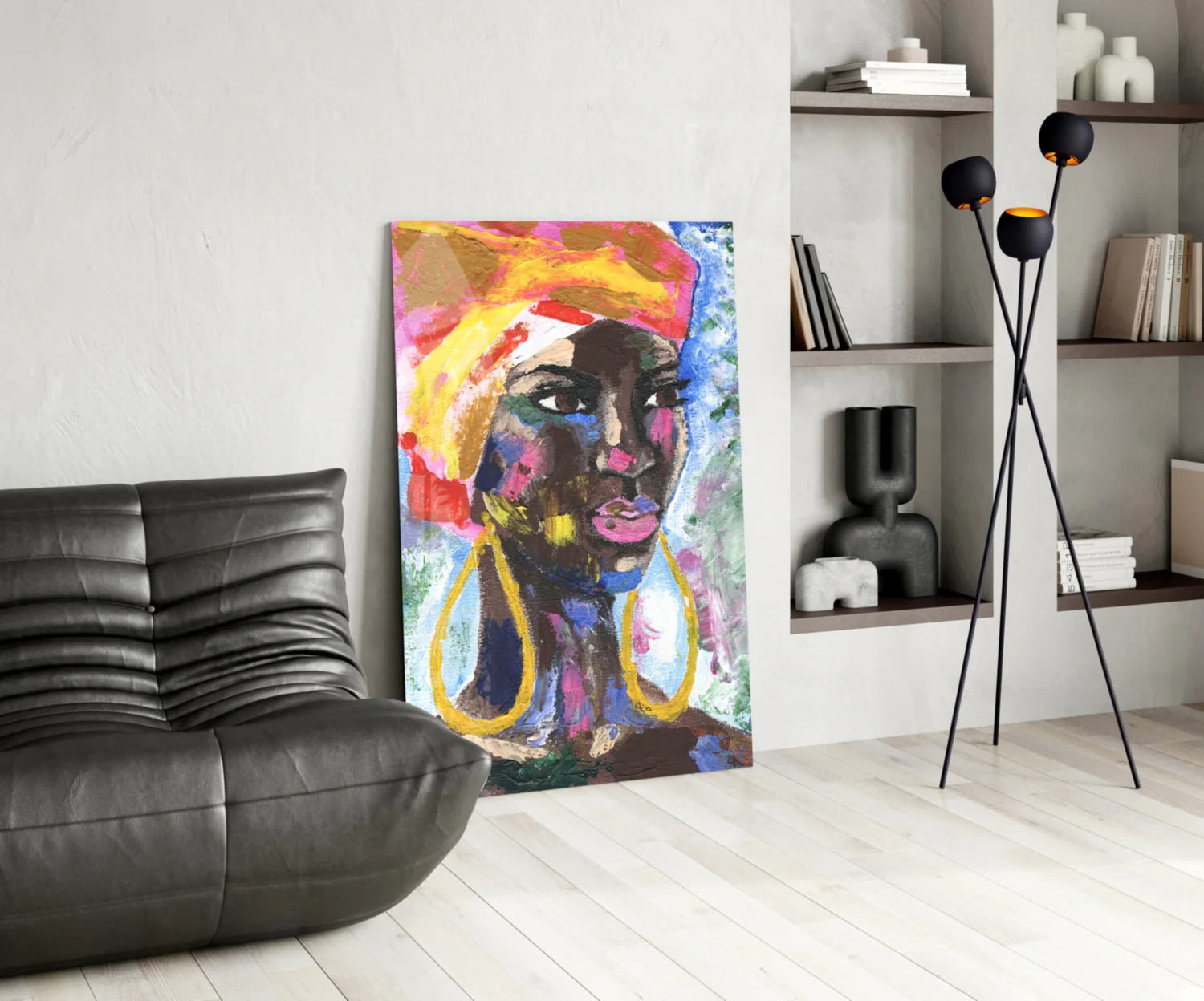 Woman with Earrings Glass Wall Art - Image 6