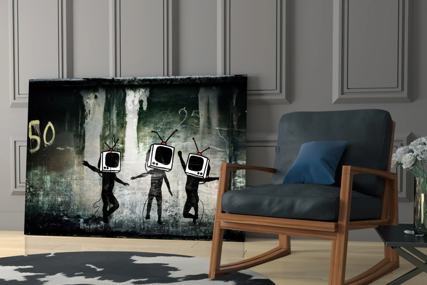 TV Heads Glass Art - Image 7