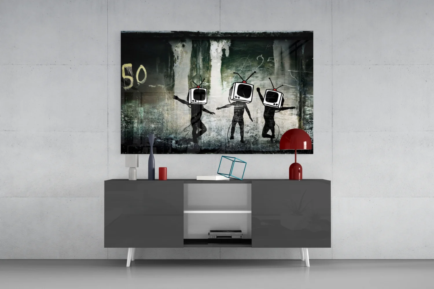 TV Heads Glass Art - Image 9