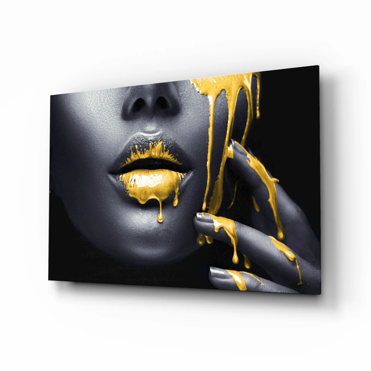 Yellow Lips Glass Wall Art - Image 2