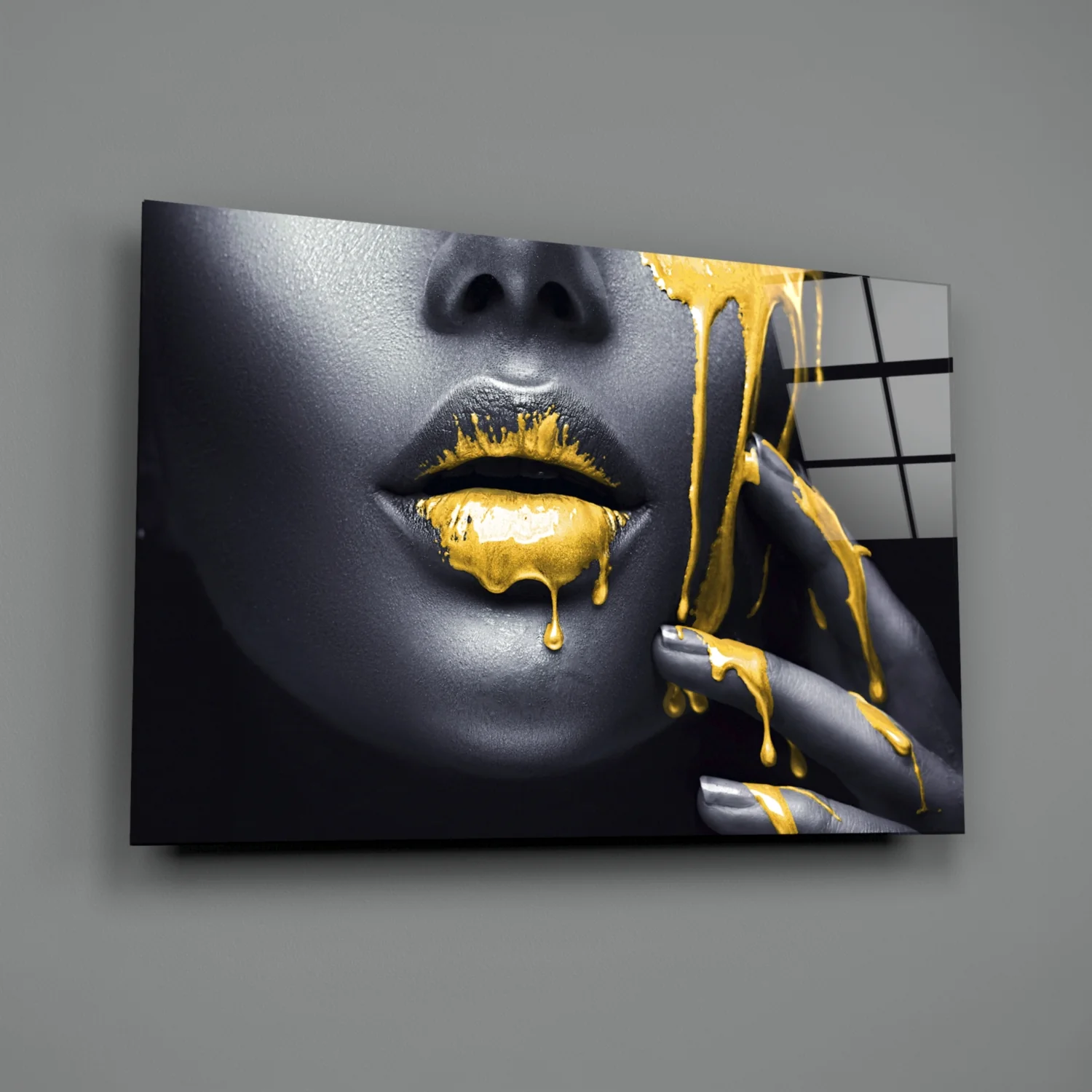 Yellow Lips Glass Wall Art - Image 3