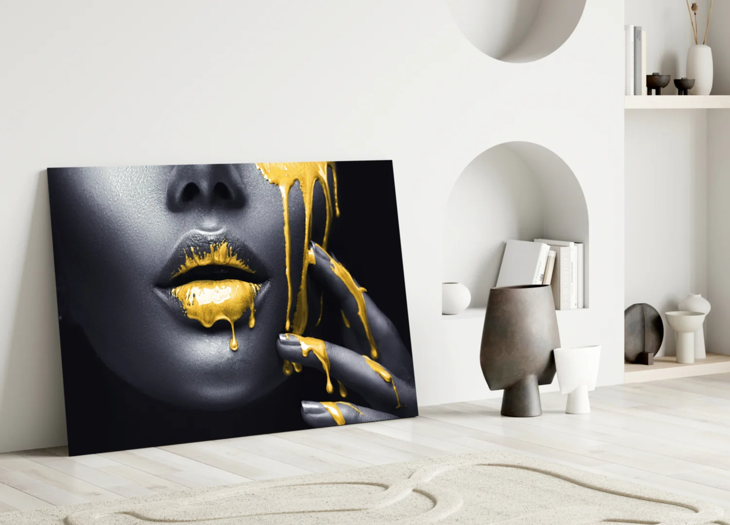 Yellow Lips Glass Wall Art - Image 4