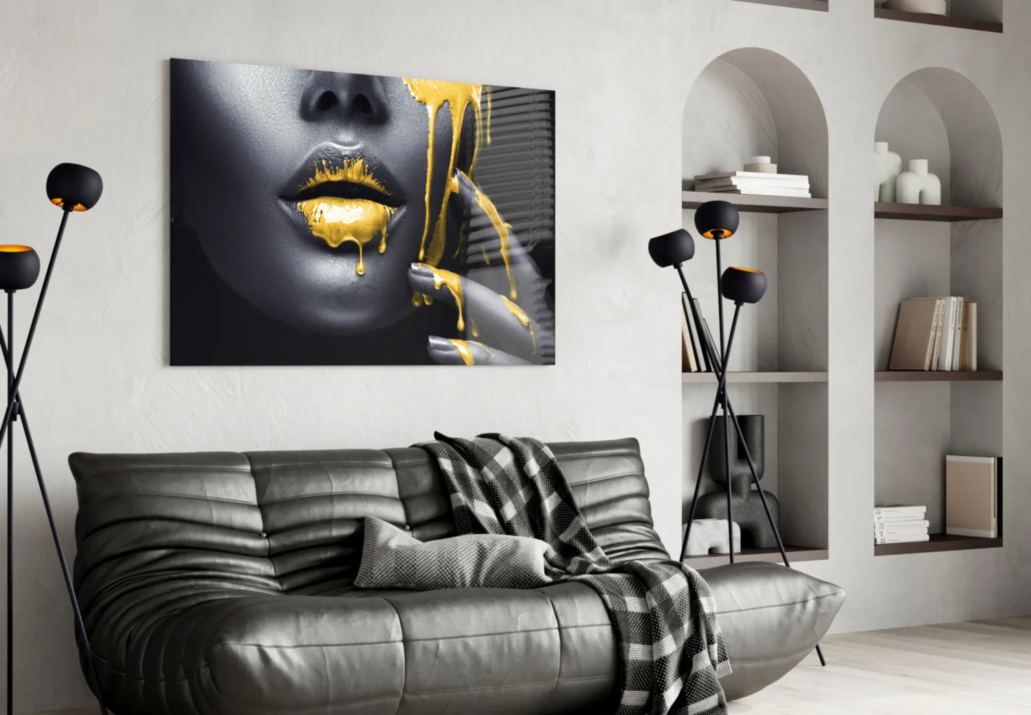 Yellow Lips Glass Wall Art - Image 5