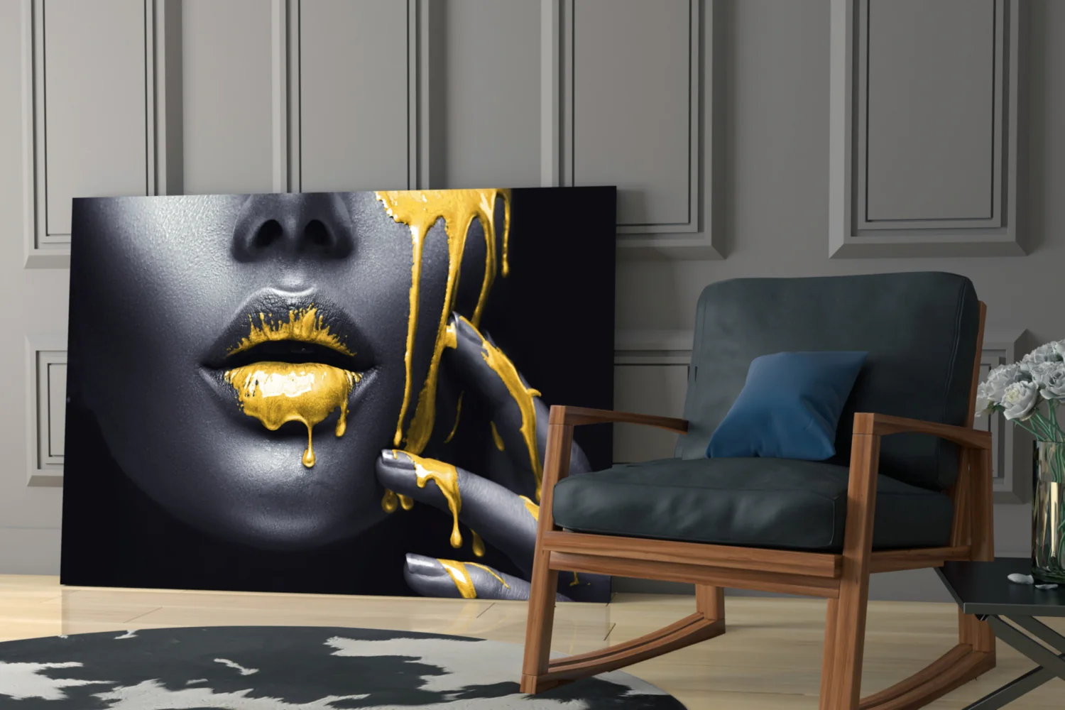 Yellow Lips Glass Wall Art - Image 7