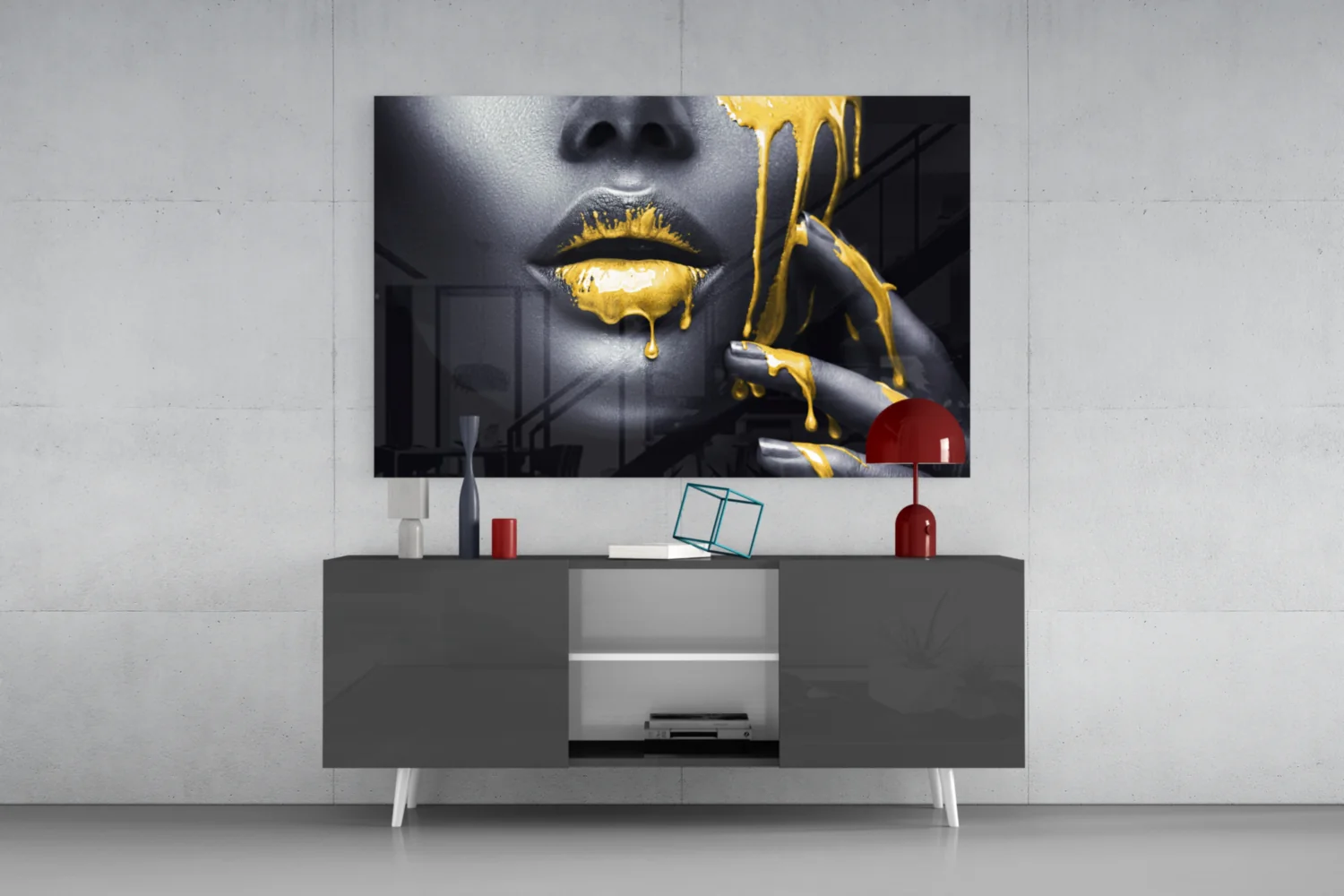 Yellow Lips Glass Wall Art - Image 9