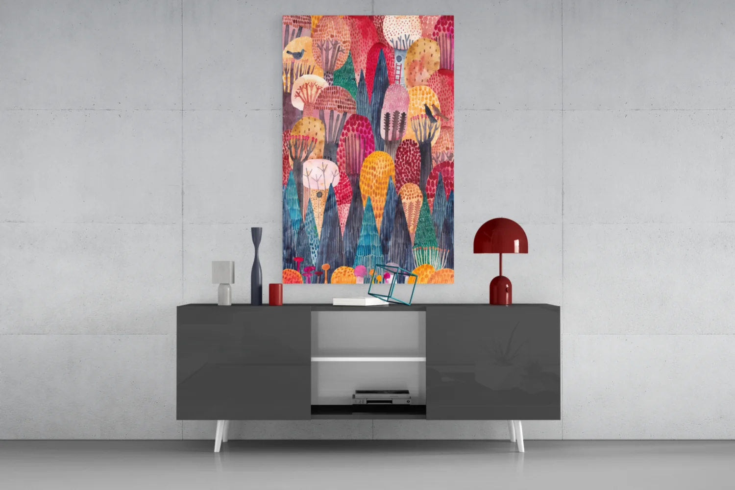 Colorful Trees Glass Wall Art - Image 9