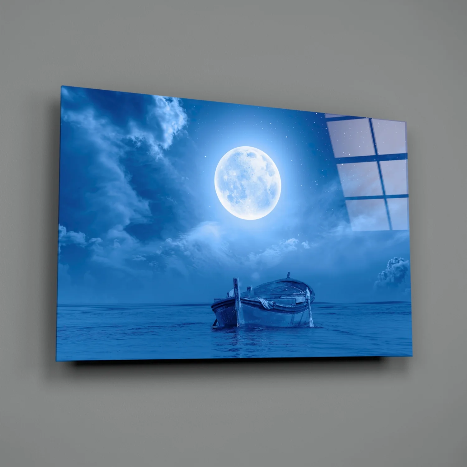 Moon and Boat Glass Wall Art - Image 3