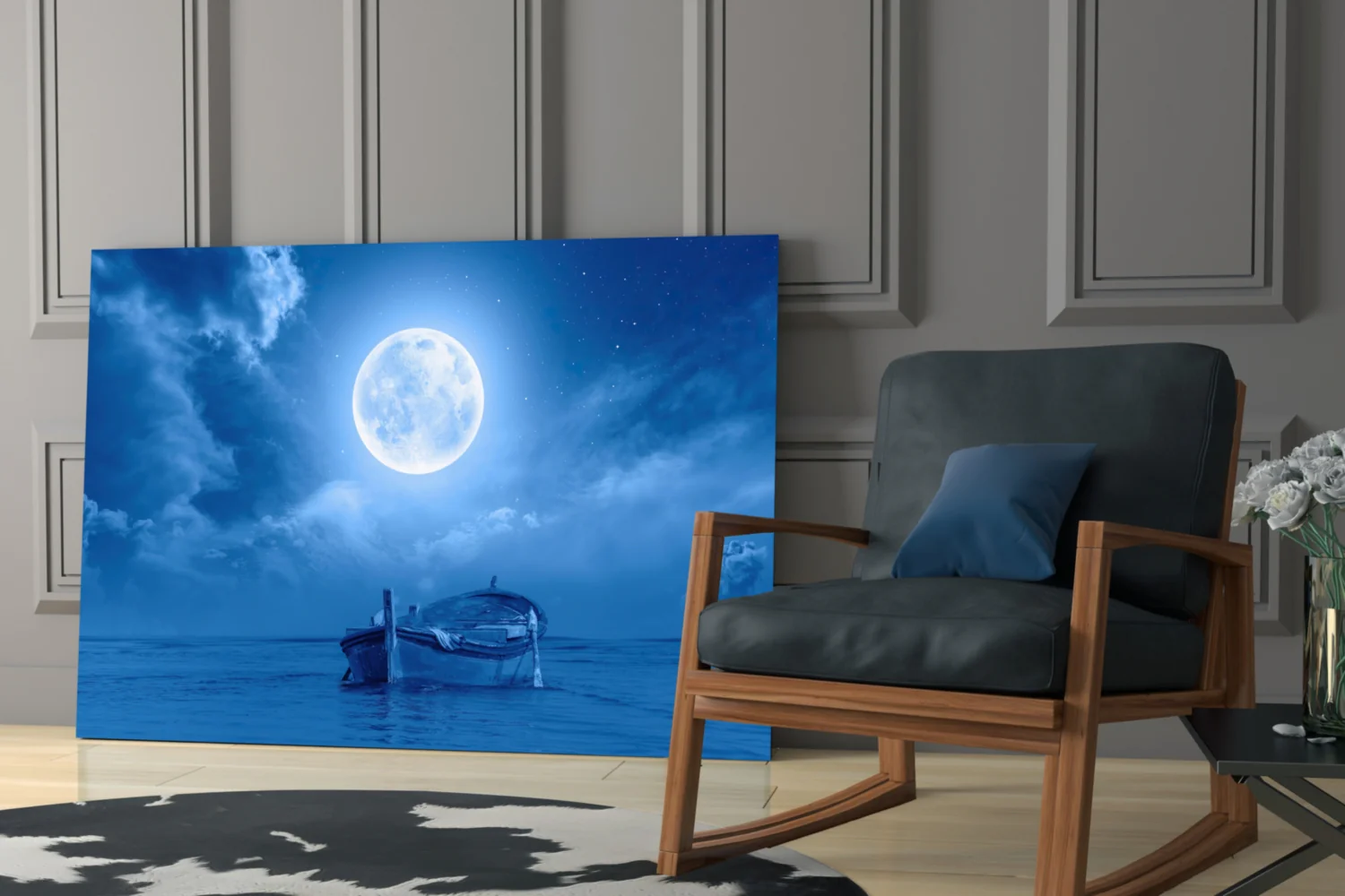 Moon and Boat Glass Wall Art - Image 7