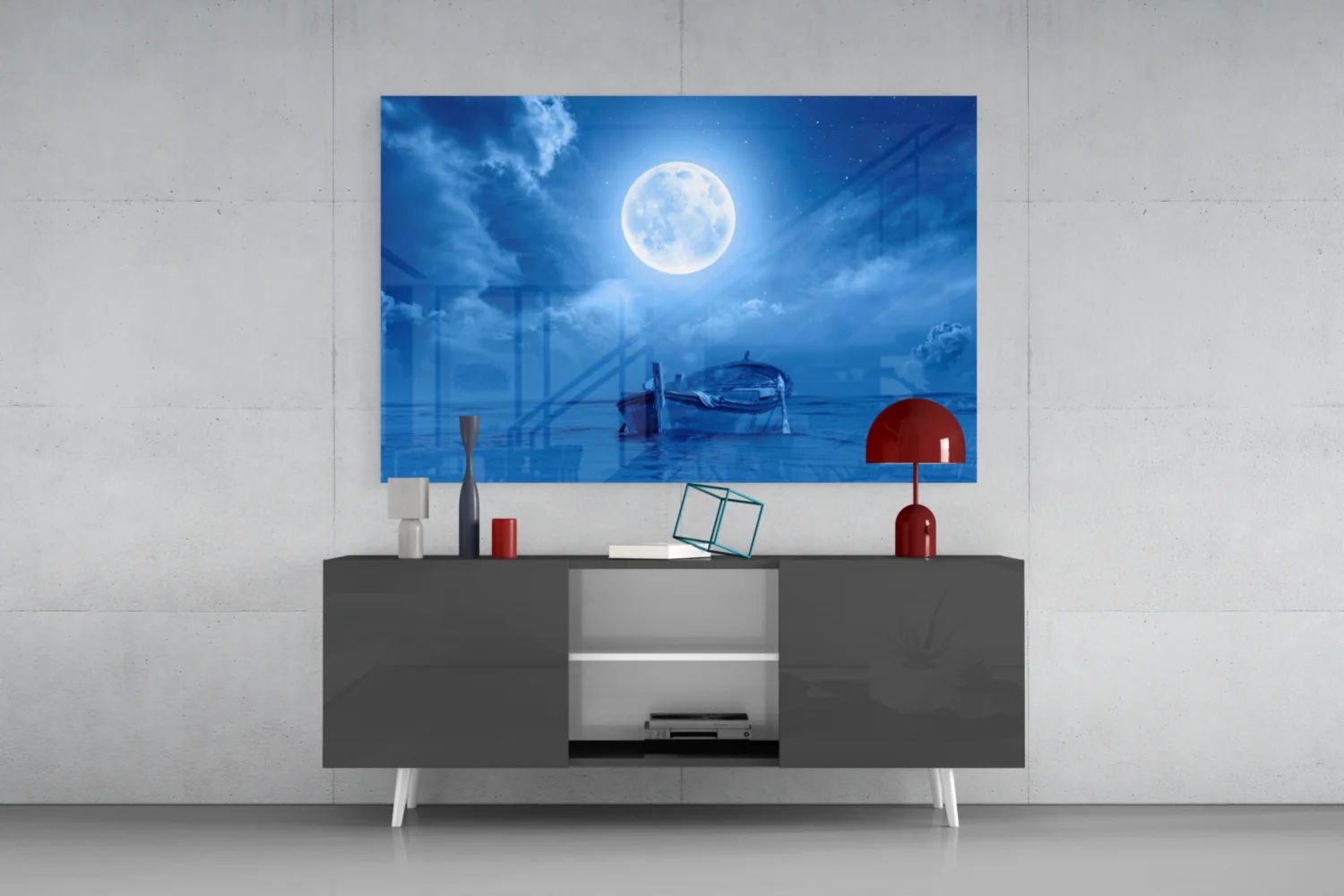 Moon and Boat Glass Wall Art - Image 9