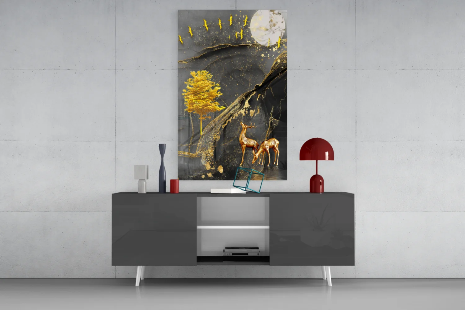 Golden Tree and Gazelles Glass Wall Art - Image 9