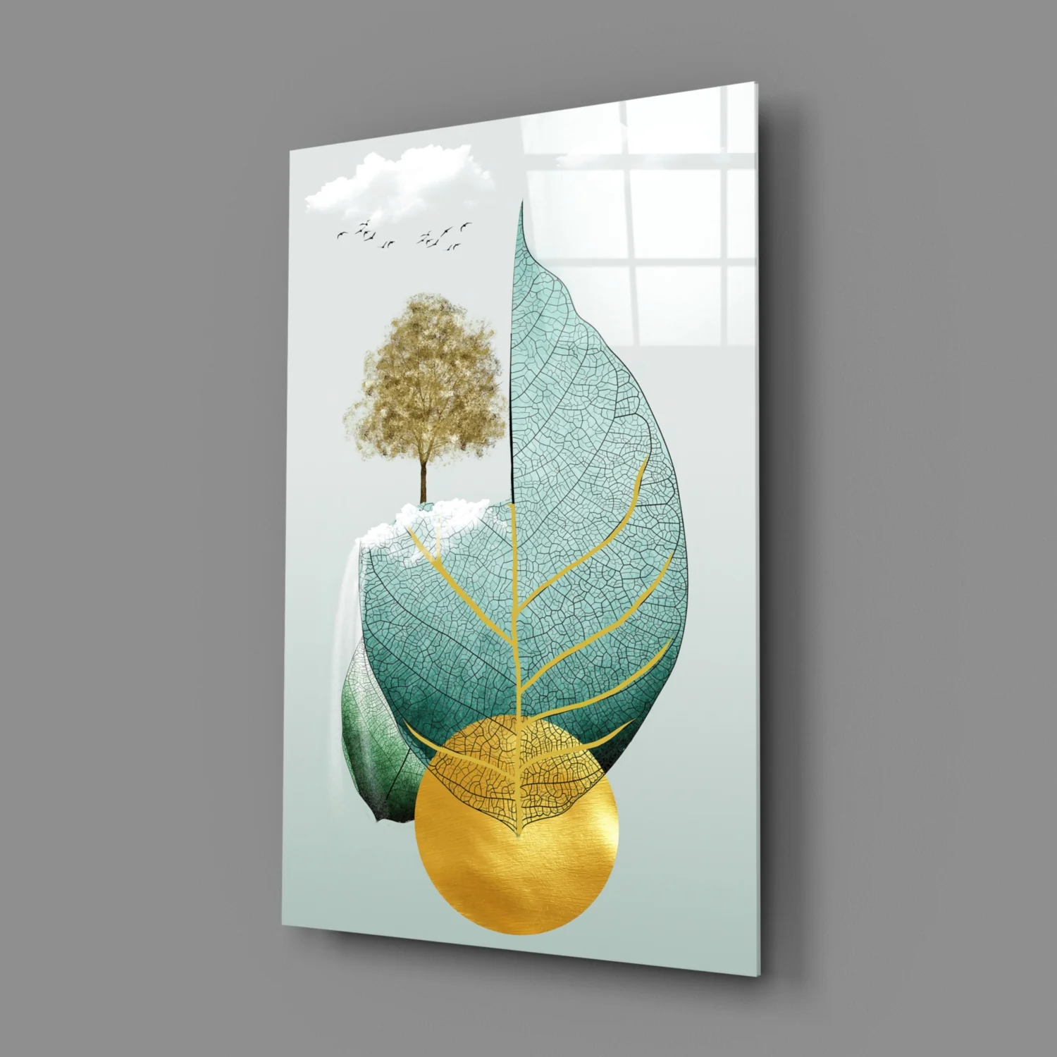 Tree on a Leaf Glass Wall Art - Image 3