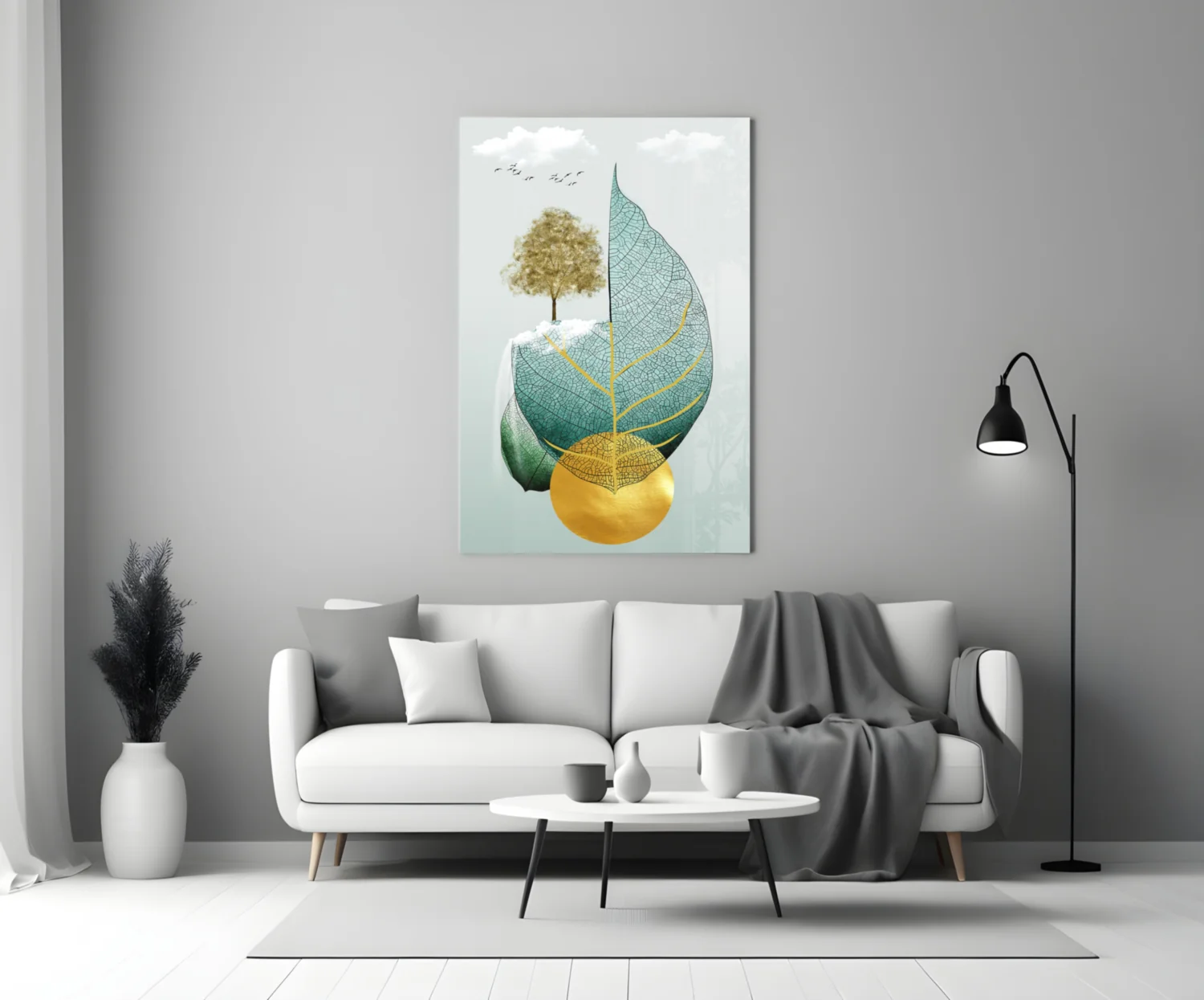 Tree on a Leaf Glass Wall Art - Image 4