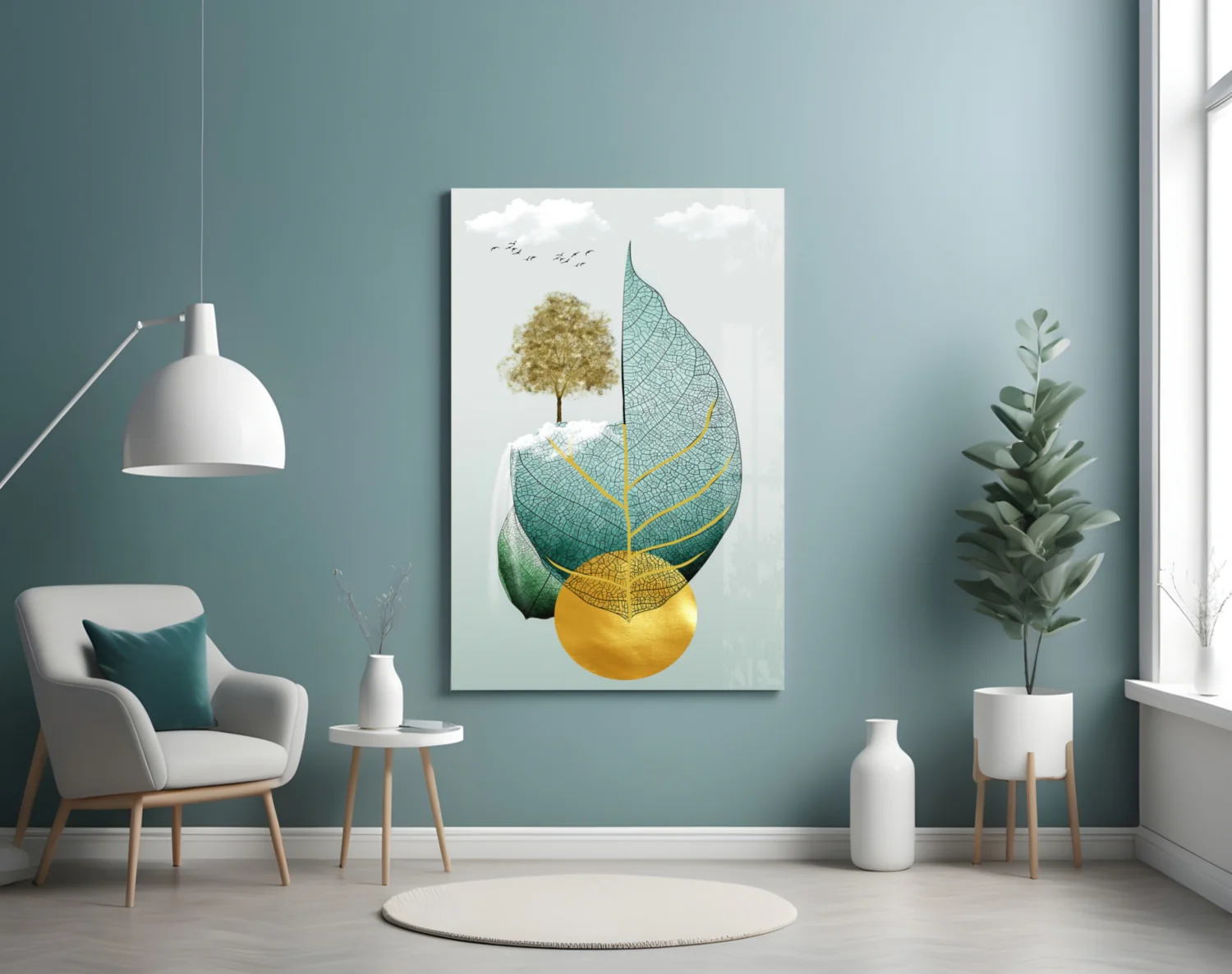 Tree on a Leaf Glass Wall Art - Image 5